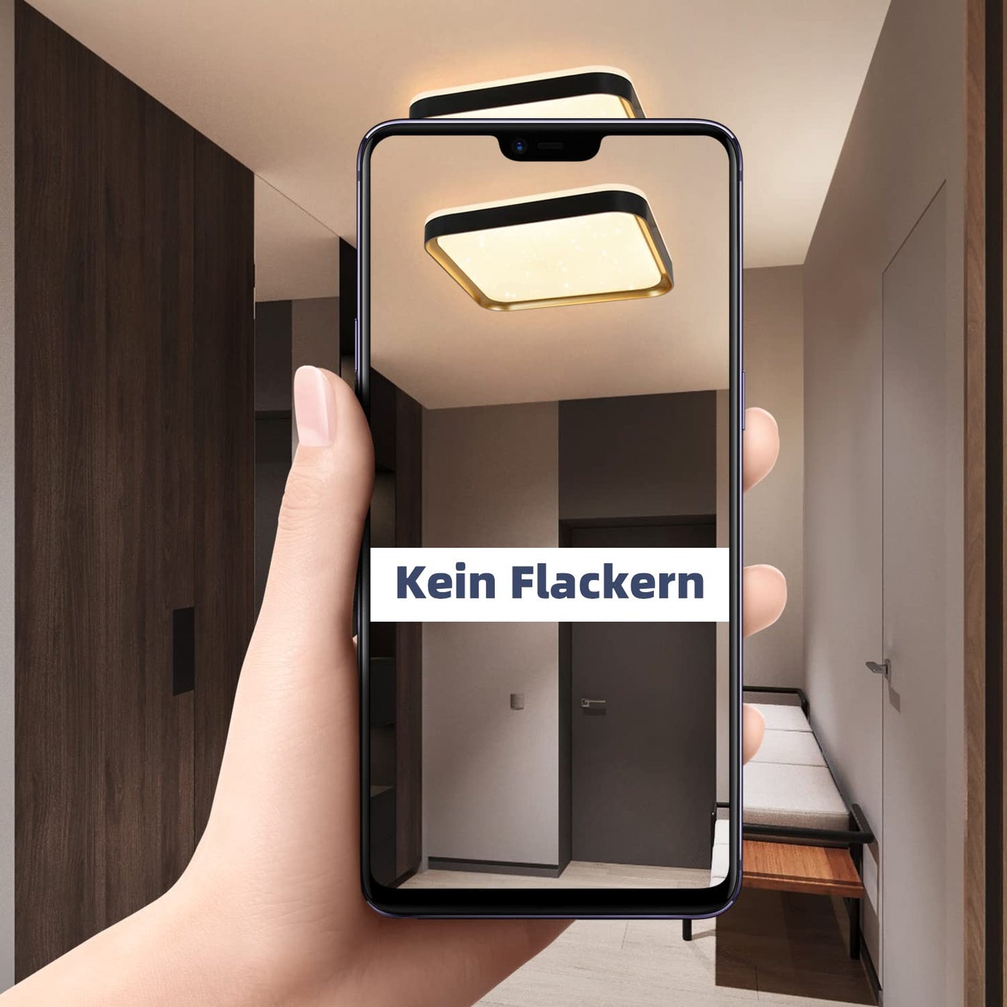 ZMH LED Deckenleuchte dimmbar Deckenlampe Wohnzimmer - 32W Flurlampe Modern Sternenhimmel Schlafzimmerlampe 30cm mit Fernbedienung Quadratisch K¨¹chenlampe in Schwarz Gold inkl. Memoryfunktion f¨¹r B¨¹ro