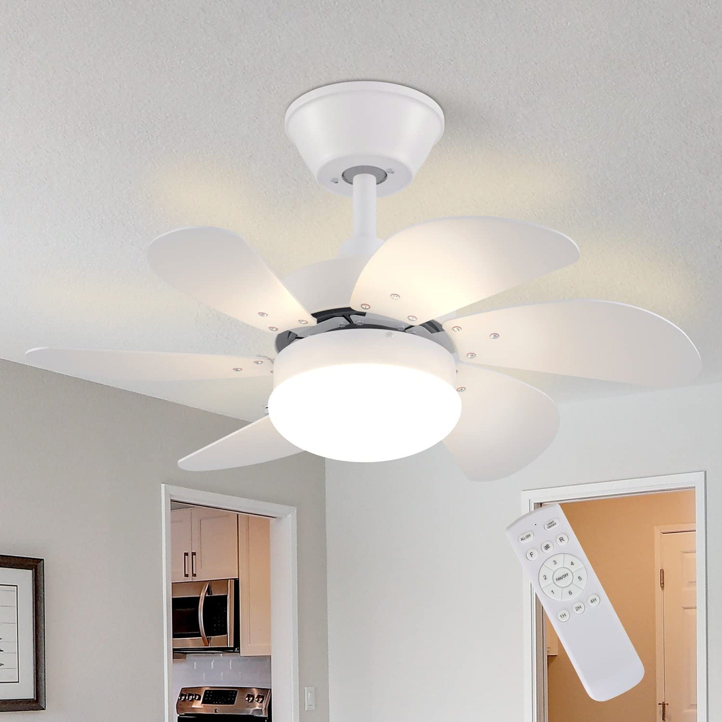 ZMH Deckenventilator Mit Beleuchtung und Fernbedienung Leise - Deckenlampe Wohnzimmer 6 Fl¨¹geln ?75 cm Ventilator Timing Deckenleuchte Fan Sommer-/Winter f¨¹r Schlafzimmer K¨¹che - Ohne Gl¨¹hbirne