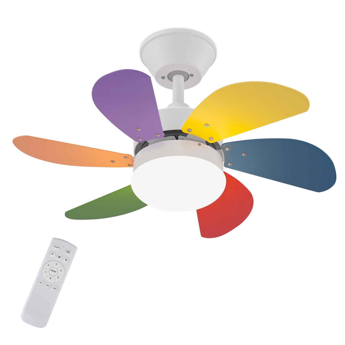 ZMH Deckenventilator Mit Beleuchtung und Fernbedienung Leise - Deckenlampe Wohnzimmer 6 Fl¨¹geln ?75 cm Ventilator Timing Deckenleuchte mit Einzelleuchte Fan Sommer-/Winter Schlafzimmer/Bunt