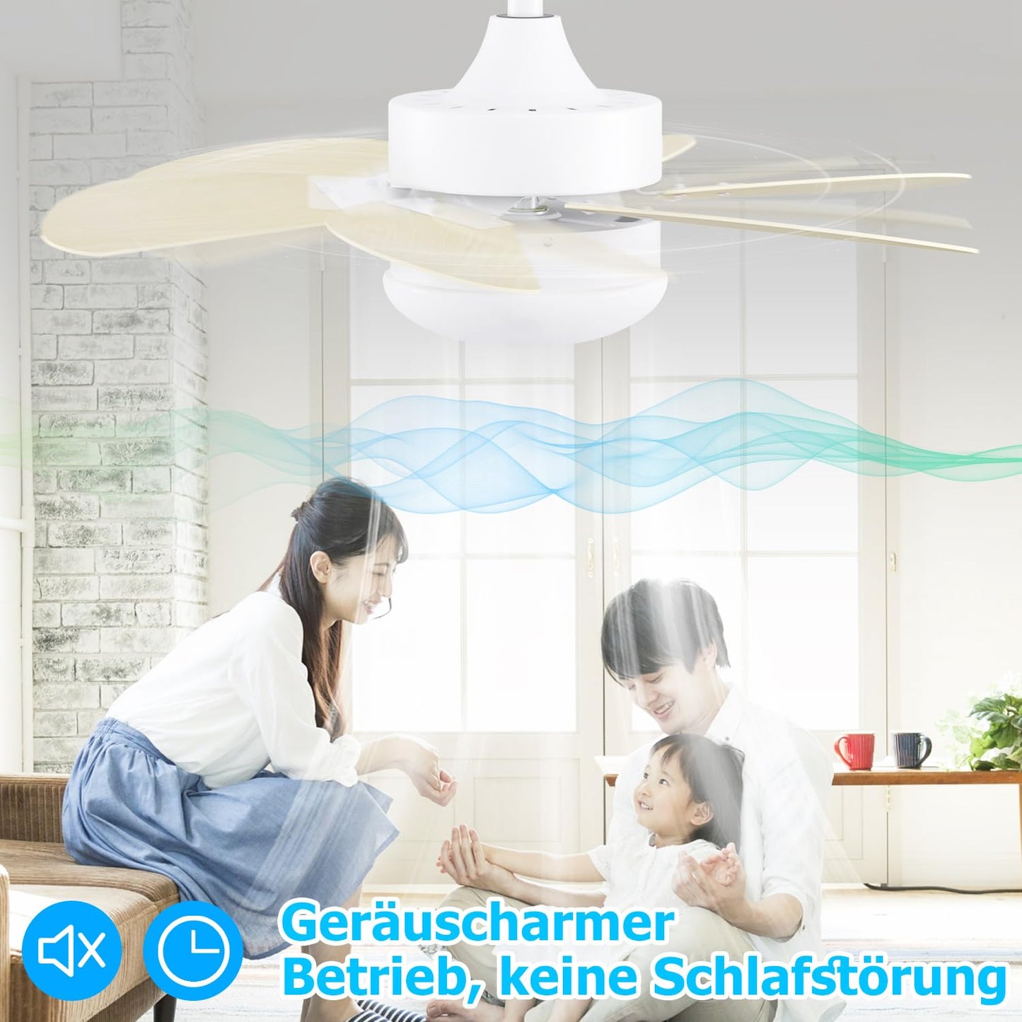 ZMH Deckenventilator Mit Beleuchtung und Fernbedienung Leise - Deckenlampe 6 Fl¨¹geln ?75 cm Ventilator Timing Deckenleuchte Einzelleuchte Fan Sommer-/Winter Schlafzimmer Esszimmer/Holzfarbe