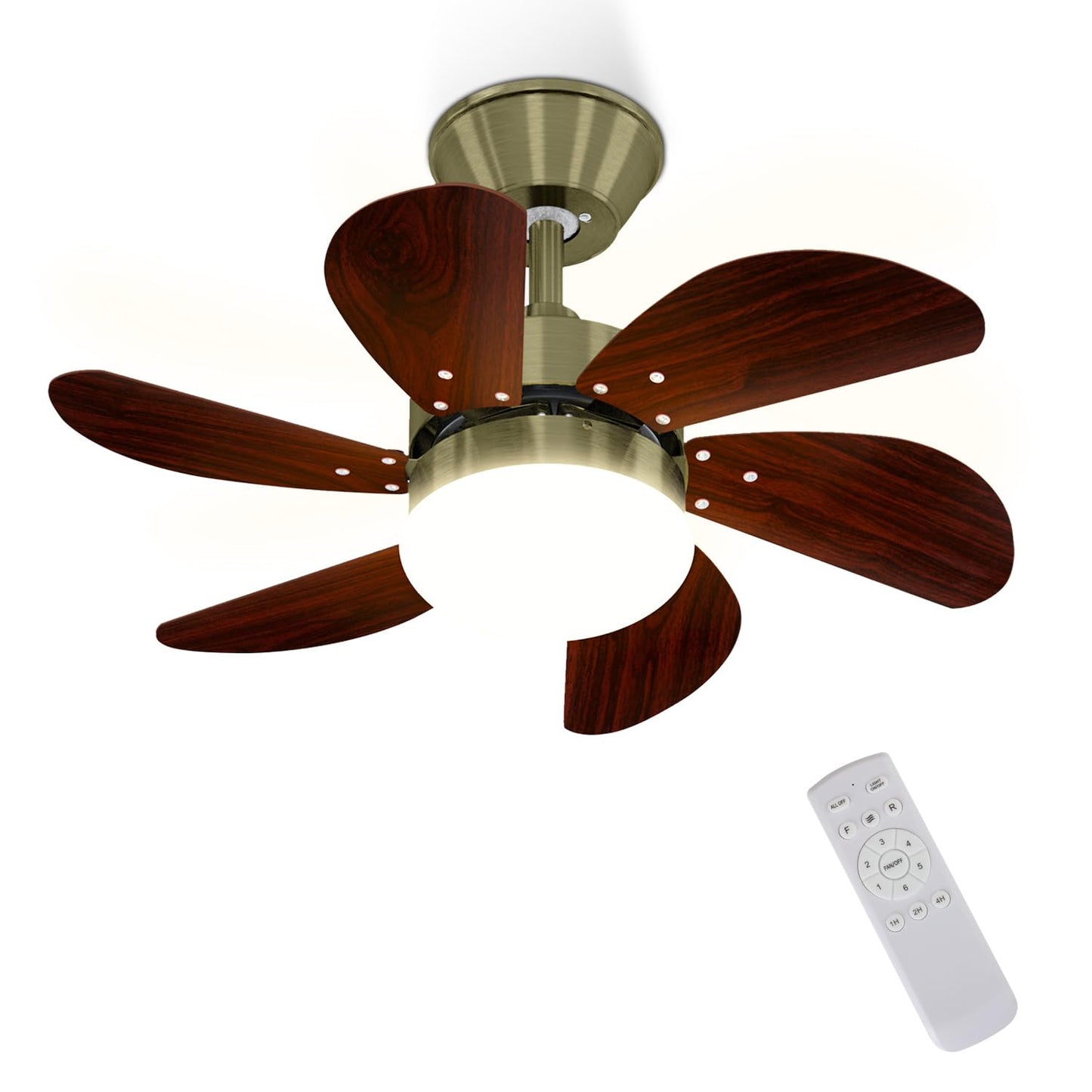 ZMH Deckenventilator Mit Beleuchtung und Fernbedienung Leise - Deckenlampe ?75 cm 6 Fl¨¹geln Ventilator mit Einzelleuchte Deckenleuchte Fan Sommer-Winter f¨¹r Schlafzimmer Wohnzimmer Balkon
