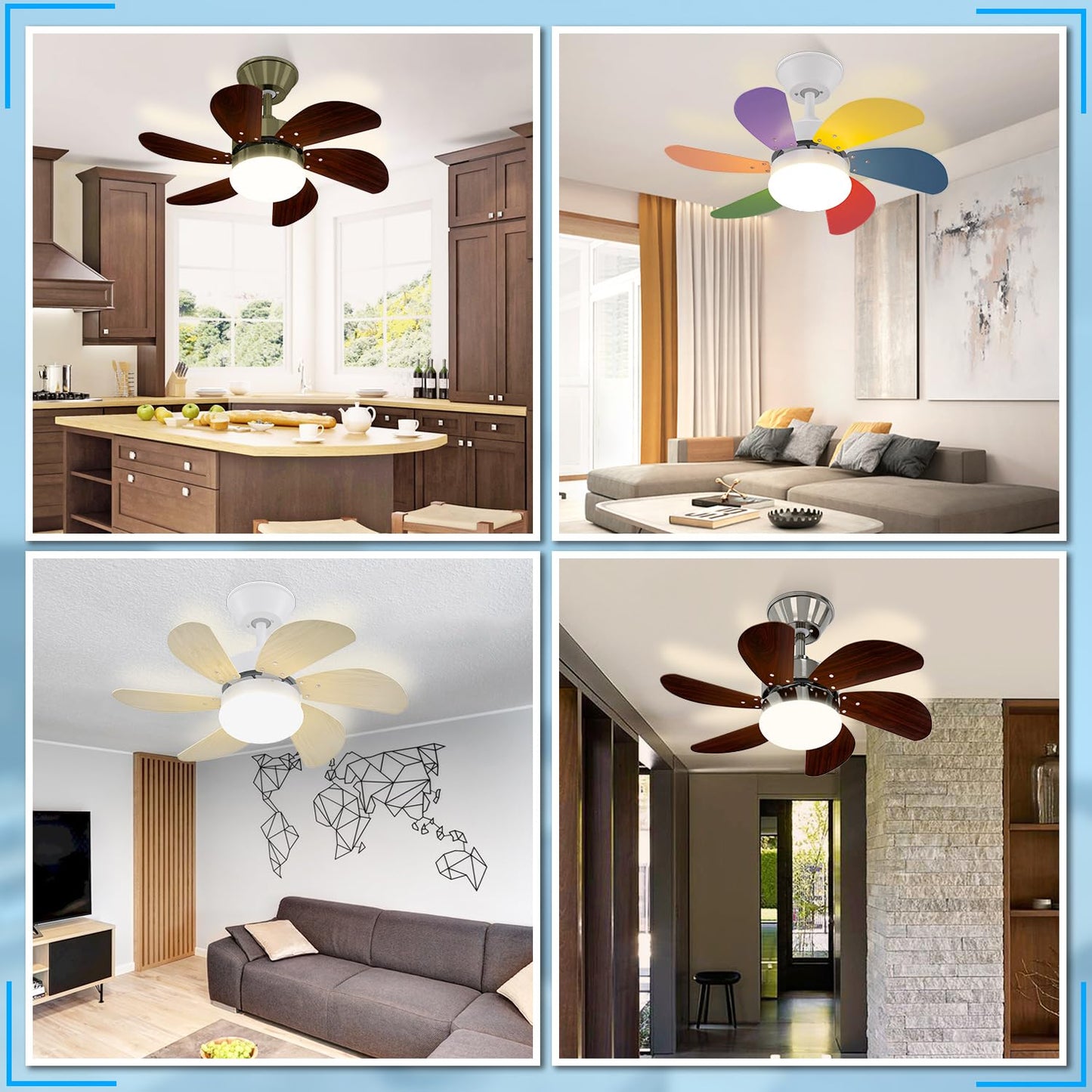 ZMH Deckenventilator Mit Beleuchtung und Fernbedienung Leise - Deckenlampe 6 Fl¨¹geln ?75 cm Ventilator Timing Deckenleuchte Einzelleuchte Fan Sommer-/Winter Schlafzimmer Esszimmer/Holzfarbe