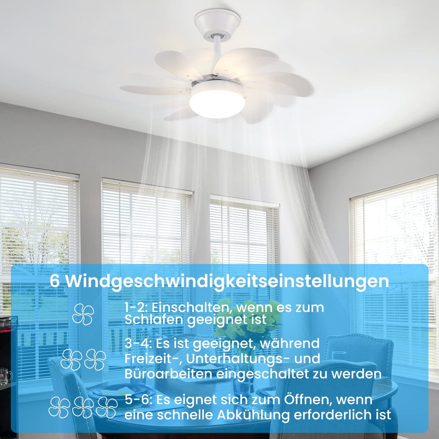 ZMH Deckenventilator Mit Beleuchtung und Fernbedienung Leise - Deckenlampe Wohnzimmer 6 Fl¨¹geln ?75 cm Ventilator Timing Deckenleuchte Fan Sommer-/Winter f¨¹r Schlafzimmer K¨¹che - Ohne Gl¨¹hbirne