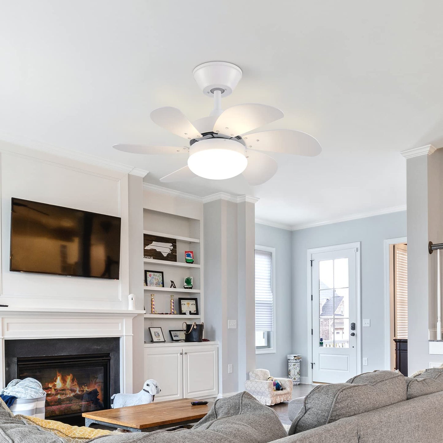 ZMH Deckenventilator Mit Beleuchtung und Fernbedienung Leise - Deckenlampe Wohnzimmer 6 Fl¨¹geln ?75 cm Ventilator Timing Deckenleuchte Fan Sommer-/Winter f¨¹r Schlafzimmer K¨¹che - Ohne Gl¨¹hbirne