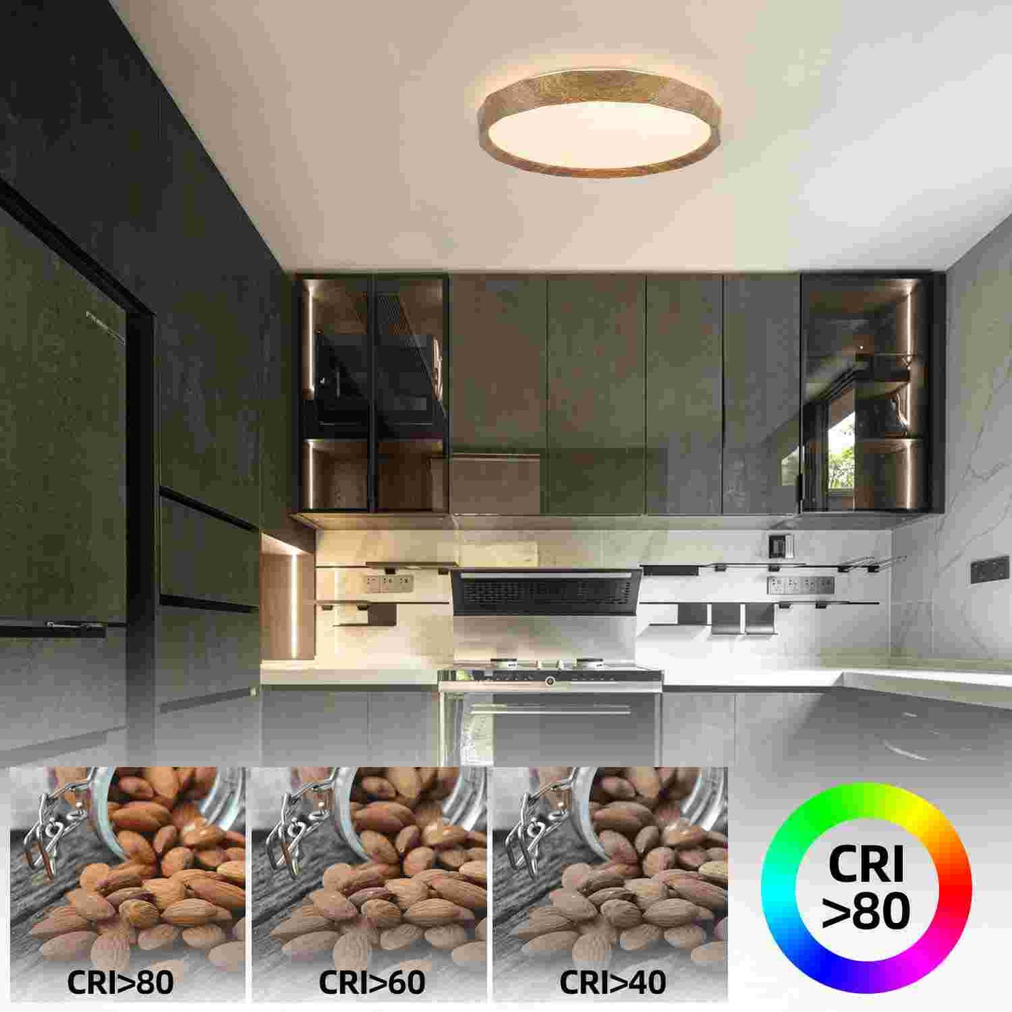 ZMH Deckenlampe LED Deckenleuchte Wohnzimmer - 43W Schlafzimmer Deckenbeleuchtung ?40cm Wohnzimmerlampe Boho Rund Sternenhimmel Dimmbar mit Fernbedienung Modern Holzoptik f¨¹r K¨¹che Flur Esszimmer