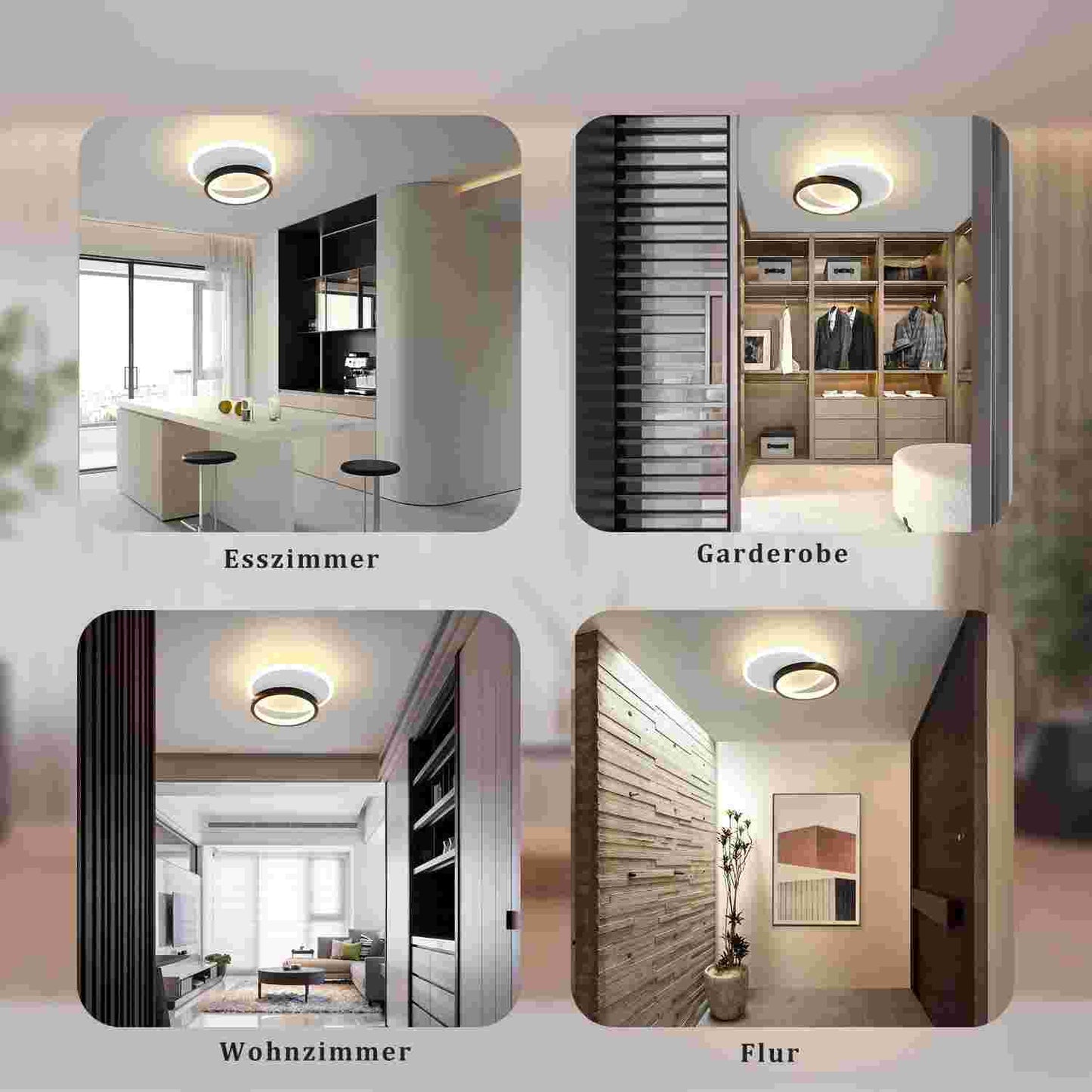 ZMH Deckenlampe LED Deckenleuchte Wohnzimmer - 12W K¨¹chenlampe 3000K Warmwei? Schlafzimmerlampe Modern Design Flurlampe Decke Wohnzimmerlampe Schwarz Rund f¨¹r K¨¹che Schlafzimmer Flur ?24.5cm