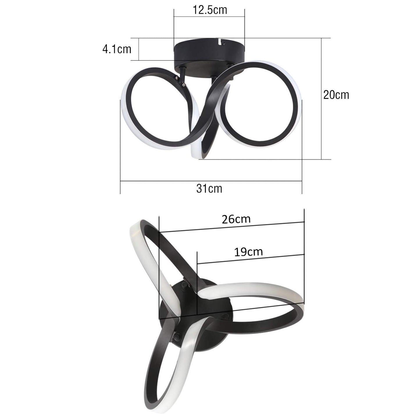 ZMH LED Deckenleuchte wohnzimmer Deckenlampe Schlafzimmer Schwarz ?31cm 19W Innen 3000K Warmwei? f¨¹r Flur B¨¹ro Arbeitszimmer