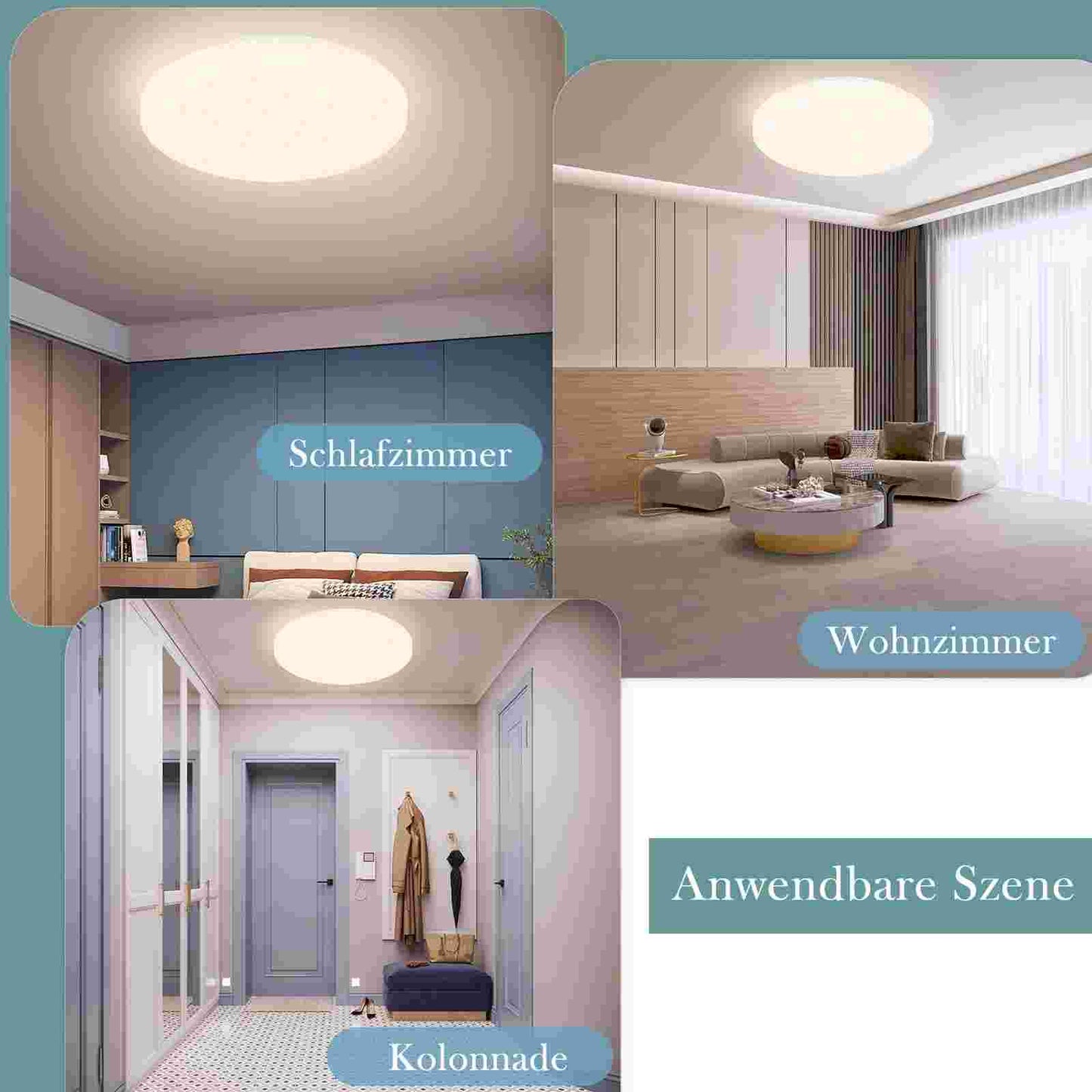 ZMH Deckenlampe LED Deckenleuchte Schlafzimmer - ?21cm Schlafzimmerlampe Sternenhimmel 15W Flurlampe Neutralwei? K¨¹chenlampe Rund Flur Deckenbeleuchtung Sternendekor f¨¹r K¨¹che Kinderzimmer Esszimmer