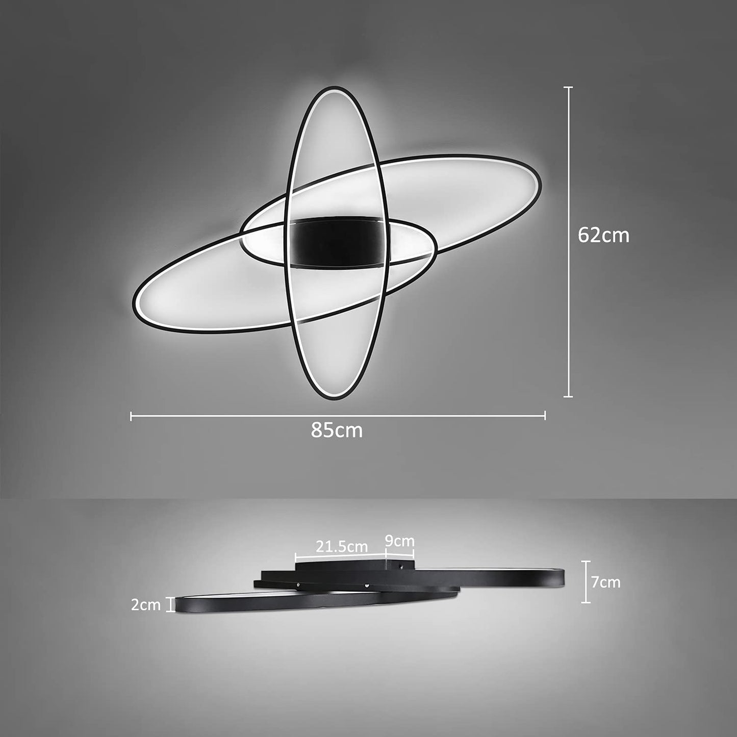ZMH LED Deckenleuchte Dimmbar Schwarz Deckenlampe Modern Wohnzimmerlampe 75W mit Fernbedienung Innen Schlafzimmerlampe Deckenbeleuchtung f¨¹r Wohnzimmer Schlafzimmer K¨¹che esszimmer und B¨¹ro