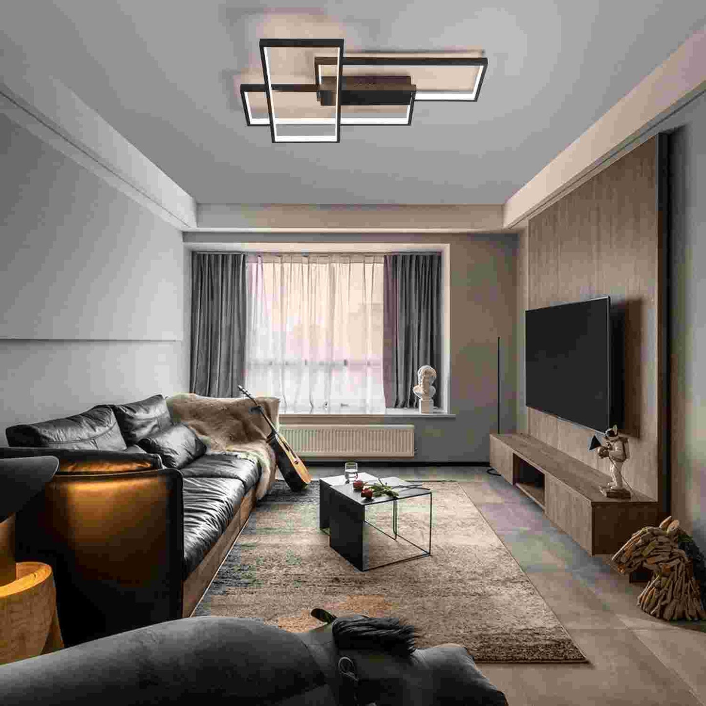 ZMH Deckenlampe LED Deckenleuchte Schlafzimmer - 65cm Wohnzimmerlampe Schwarz Schlafzimmerlampe Dimmbar mit Fernbedienung 65W Wohnzimmer Deckenbeleuchtung Modern K¨¹chenlampe Gro? f¨¹r Esszimmer K¨¹che