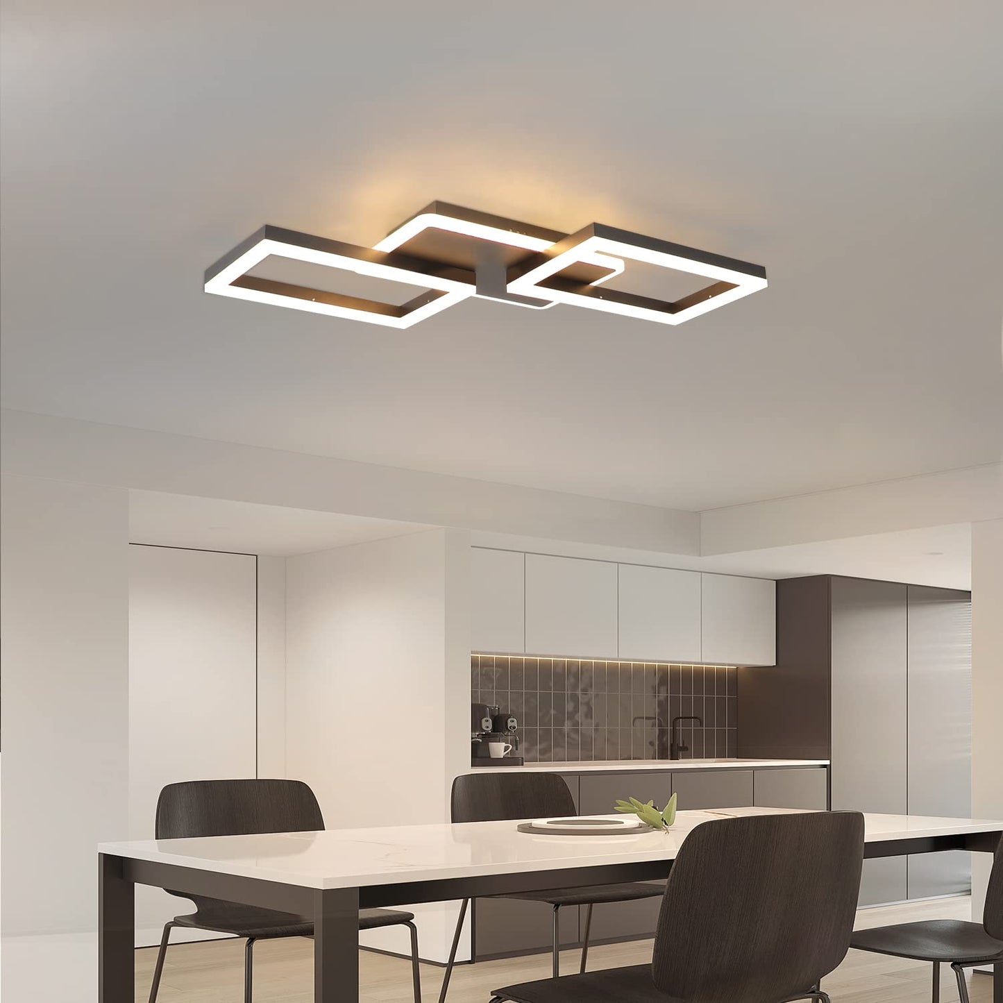 ZMH LED Deckenleuchte Wohnzimmer Deckenlampe - 48W Dimmbar Schlafzimmerlampe Schwarz Flach Design mit Fernbedienung aus Metall Modern K¨¹chenlampe f¨¹r Schlafzimmer Esszimmer K¨¹che Flur Kinderzimmer
