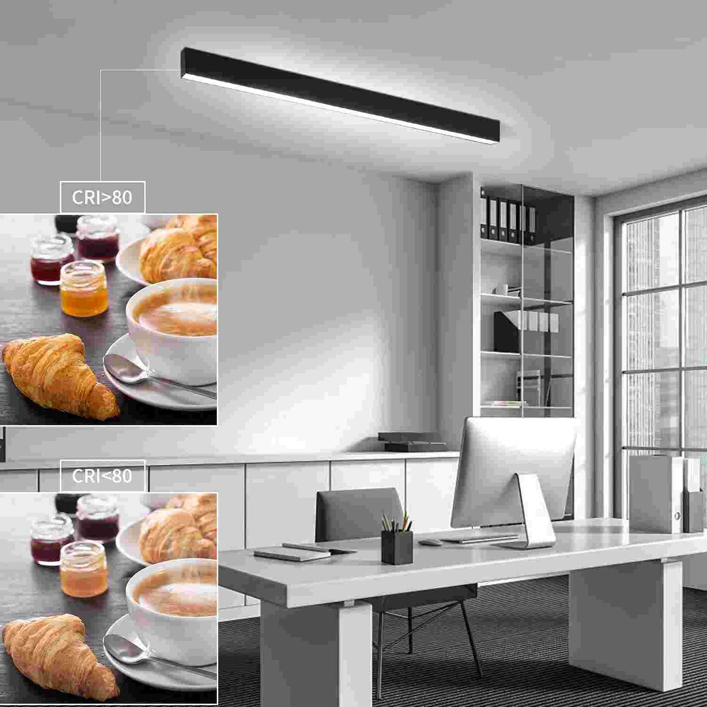 ZMH Deckenlampe LED Deckenleuchte Dimmbar - 44W Wohnzimmer Schwarz Modern B¨¹ro Deckenbeleuchtung 80CM Lang Wohnzimmerlampe mit Fernbedienung B¨¹rolampe Decke f¨¹r K¨¹che Flur Schlafzimmer