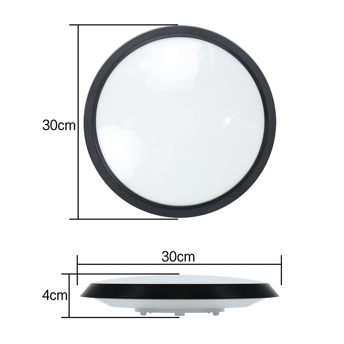 ZMH LED Deckenleuchte mit Bewegungsmelder Innen 15W LED Deckenlampe mit Bewegungssensor I IP44 Wasserdicht Sensor Lampe Schwarz Rund f¨¹r Flur Treppe Garage Balkon Keller Werkstatt ?30cm