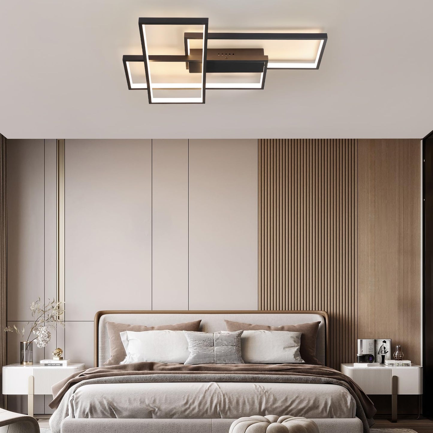ZMH LED Deckenleuchte Modern Warmwei? Deckenlampe Geometrisch Wandlampe Schwarz Multifunktional Deckenbeleuchtung 35W f¨¹r Wohnzimmer Schlafzimmer Flur