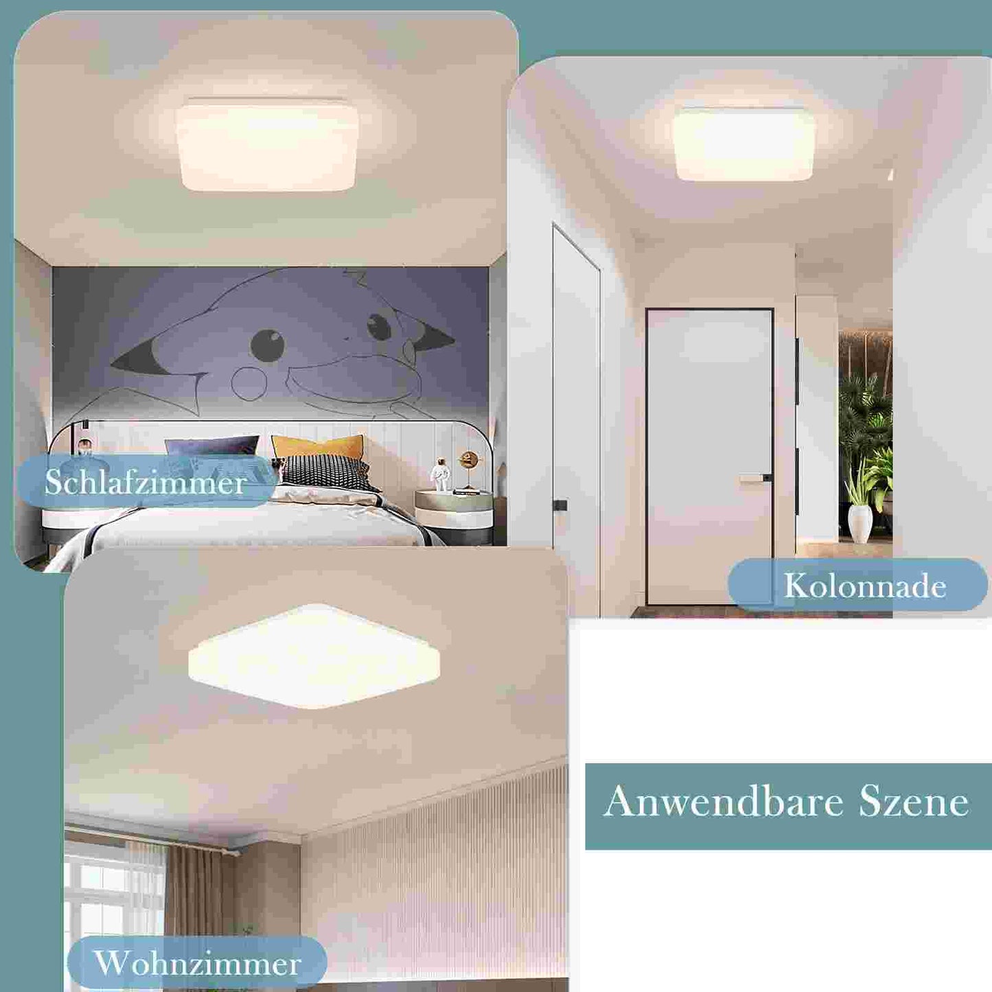 ZMH Deckenlampe LED Deckenleuchte Schlafzimmer - 21cm Schlafzimmerlampe Sternenhimmel 15W Flurlampe Quadratisch K¨¹chenlampe Neutralwei? K¨¹che Deckenbeleuchtung Sternendekor f¨¹r Flur Kinderzimmer