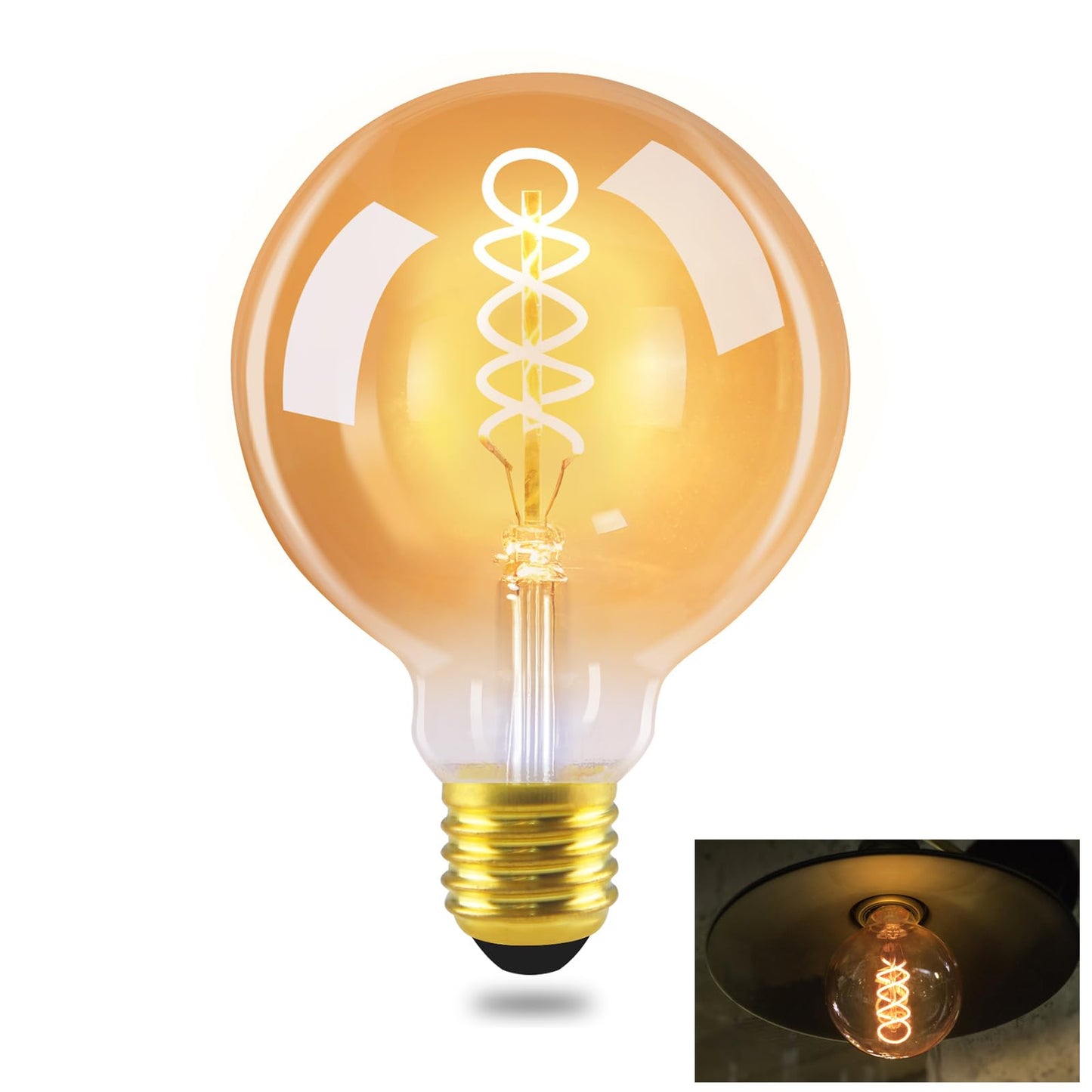 ZMH 1er pack LED Lampe E27 Gl¨¹hbirne: G95 Vintage Warmweiss Leuchtmittel 4W 2200K Edison Gl¨¹hlampe Retro Filament Birnen Bulb Energiesparlampe f¨¹r Haus Caf¨¦ Bar nicht Dimmbar
