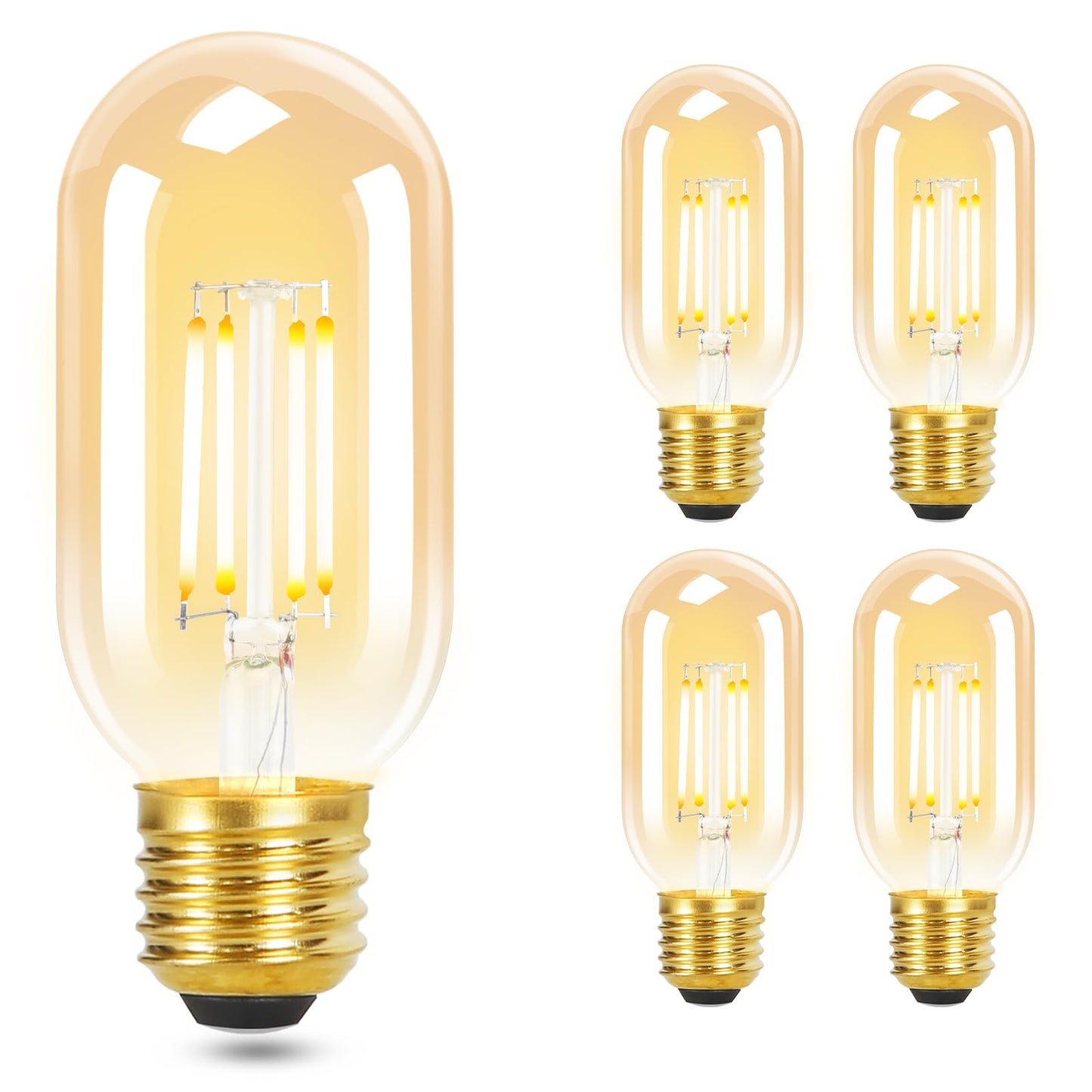 ZMH 4er pack E27 LED Warmweiss Gl¨¹hbirnen Vintage - T45 LED Leuchtmittel Lampe E27 Birnen 4W 2700K Energiesparlampe Light Bulbs Retro Edison Gl¨¹hlampen Filament Glas 360¡ã Abstrahlwinkel