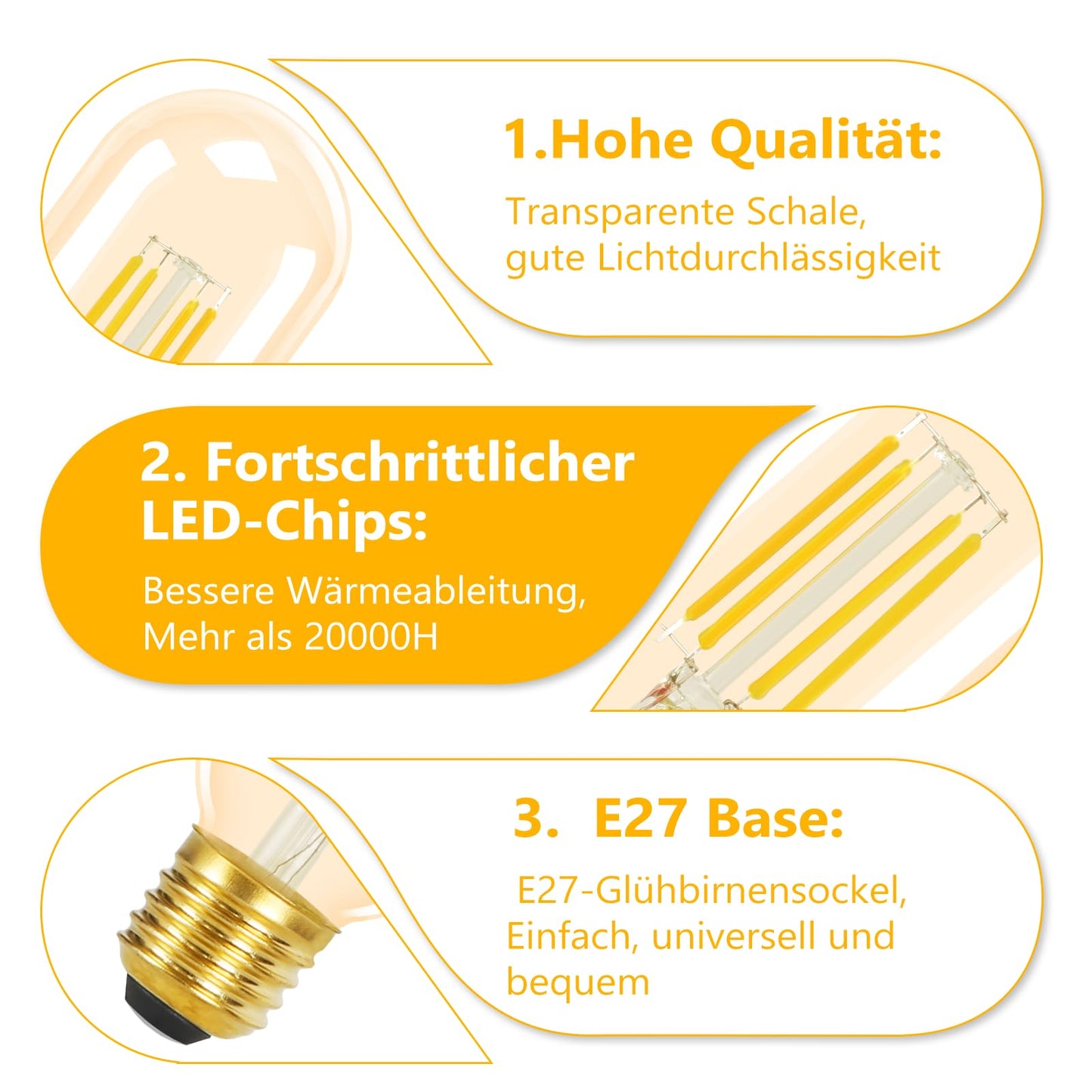 ZMH 4er pack E27 LED Warmweiss Vintage Gl¨¹hbirnen - T45 LED Leuchtmittel Lampe E27 Birnen Edison 4W 2700K Energiesparlampe Light Bulbs Gl¨¹hlampen Filament Retro Glas 360¡ã Abstrahlwinkel