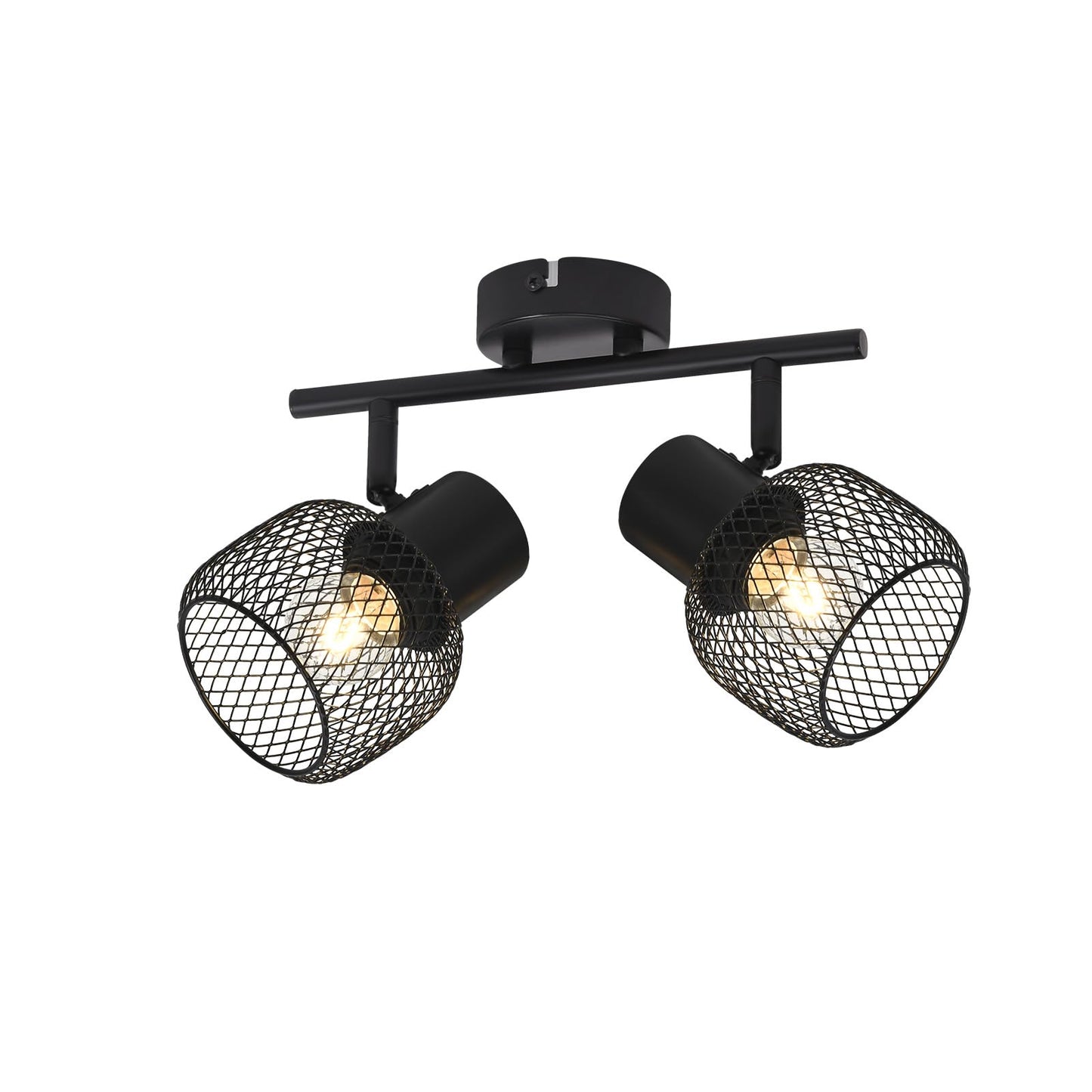 ZMH Deckenleuchte Vintage Deckenstrahler 2 Flammig - Deckenlampe Schwarz Metall LED Drehbar 330¡ãStrahler Innen f¨¹r Flurlampe Wohnzimmer flur Schlafzimmer K¨¹che E27 Max.25W Ohne Leuchtmittel