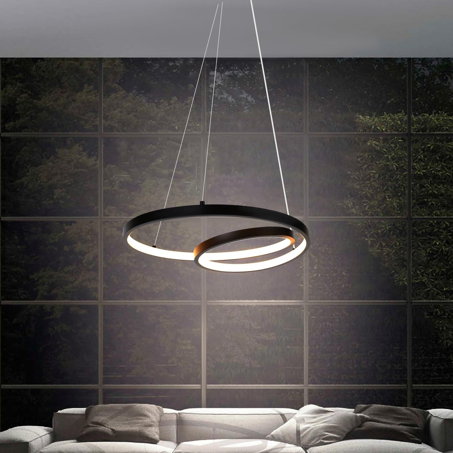 ZMH Pendelleuchte Esstisch H?ngelampe LED: 40CM Schwarz H?ngend Lampe Dimmbar H?ngeleuchte Design Esszimmerlampe Modern Esstischlampe mit Fernbedienung Pendellampe f¨¹r Wohnzimmer Schlafzimmer K¨¹che