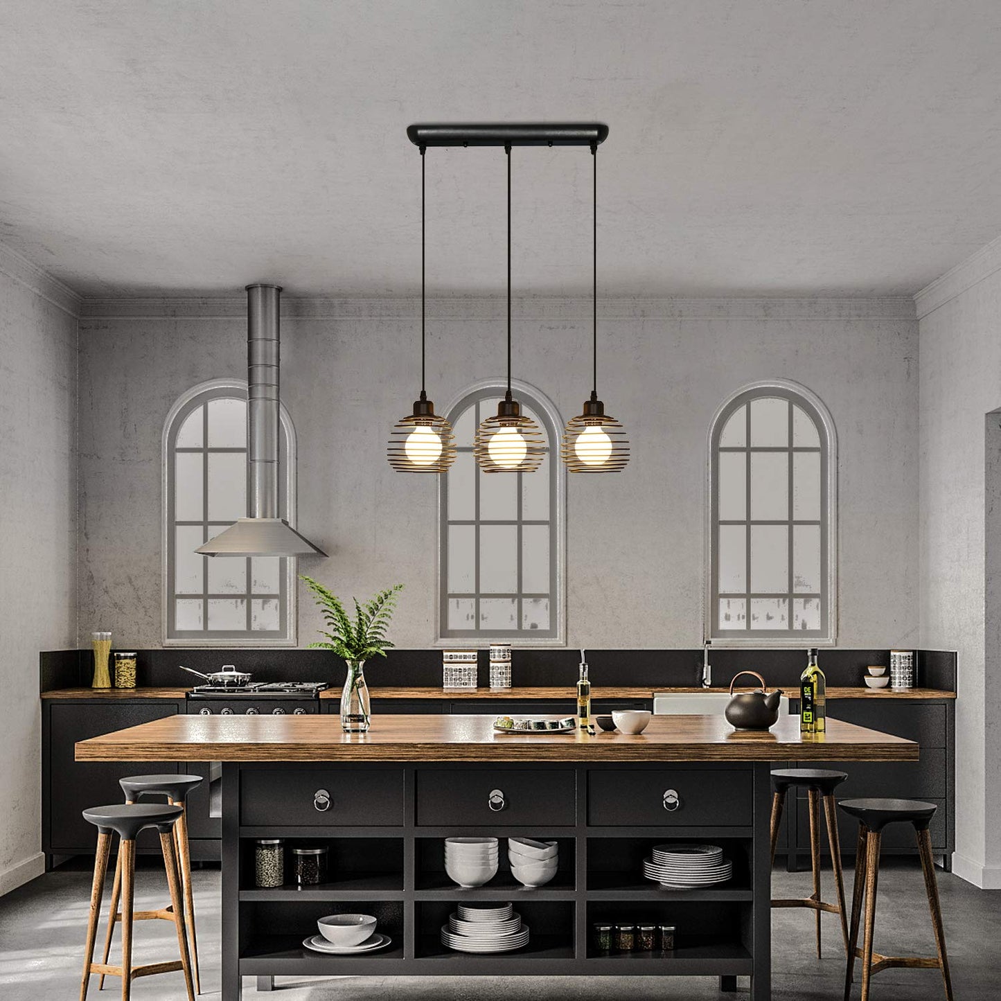 ZMH Pendelleuchte Esstisch H?ngelampe Vintage: Schwarz Esstischlampe E27 Esszimmerlampe Retro K¨¹che Industrial H?ngeleuchte Metall Pendellampe f¨¹r Esszimmer Wohnzimmer Arbeitszimmer Restaurant B¨¹ro
