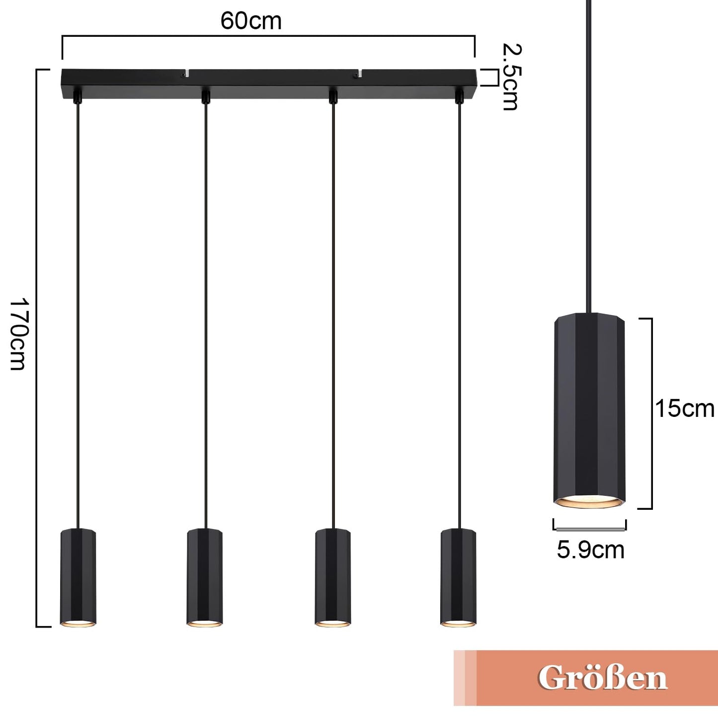 ZMH H?ngelampe Esstisch Schwarz 4 Flammig - Pendelleuchte GU10 Wohnzimmer Industrial Esszimmerlampe H?ngend Metall Modern H?ngeleuchte f¨¹r Innen K¨¹che Schlafzimmer