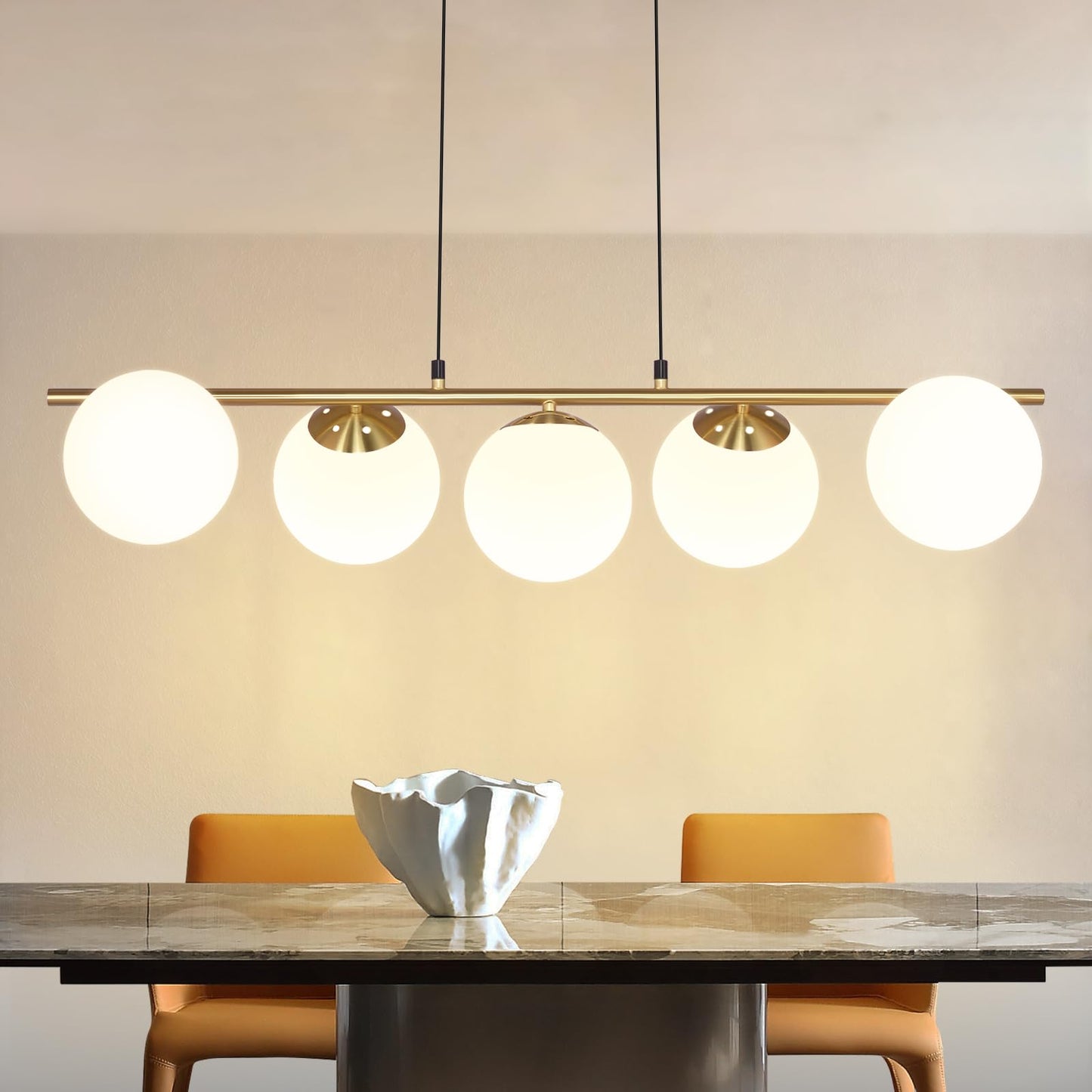 ZMH Pendelleuchte Esstisch H?ngeleuchte Modern - E27 Glas H?ngelampe Gold Esszimmerlampe 150CM H?henverstellbar Vintage Esstischlampe f¨¹r Esszimmer Wohnzimmer Bartheke I ohne Leuchtmittel