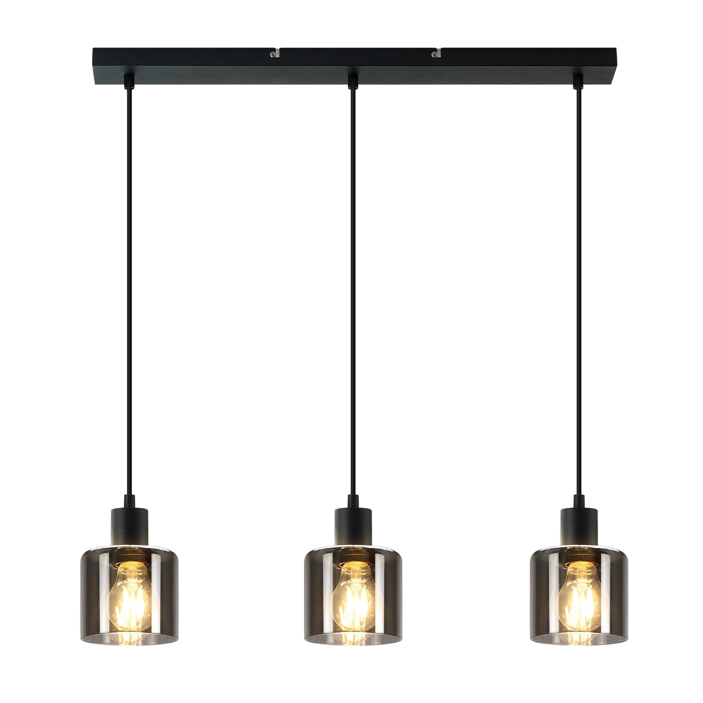 ZMH Pendelleuchte Esstisch H?ngelampe Schwarz - Esstischlampe H?ngend E27 H?ngeleuchte Vintage 3 Flammig Esszimmerlampe Industrial Pendellampe Retro f¨¹r Wohnzimmer Hotel B¨¹ro (ohne Leuchtmittel)