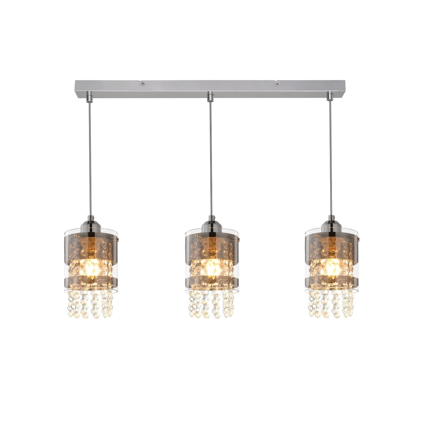 ZMH Pendelleuchte Modern Esstisch H?ngelampe: 3 Flammig E27 Glas H?ngeleuchte 150CM Max H?henverstellbar Design Kristall Pendellampe f¨¹r Wohnzimmer Schlafzimmer K¨¹che Esszimmer Ohne Leuchtmittel
