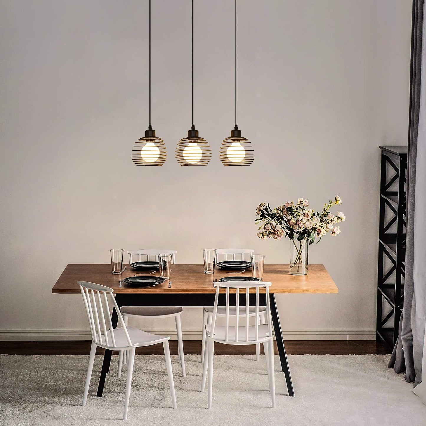ZMH Pendelleuchte Esstisch H?ngelampe Vintage: Schwarz Esstischlampe E27 Esszimmerlampe Retro K¨¹che Industrial H?ngeleuchte Metall Pendellampe f¨¹r Esszimmer Wohnzimmer Arbeitszimmer Restaurant B¨¹ro