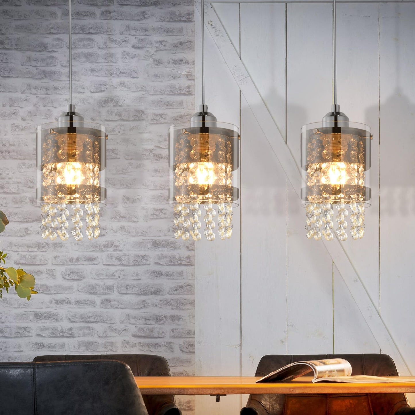 ZMH Pendelleuchte Modern Esstisch H?ngelampe: 3 Flammig E27 Glas H?ngeleuchte 150CM Max H?henverstellbar Design Kristall Pendellampe f¨¹r Wohnzimmer Schlafzimmer K¨¹che Esszimmer Ohne Leuchtmittel