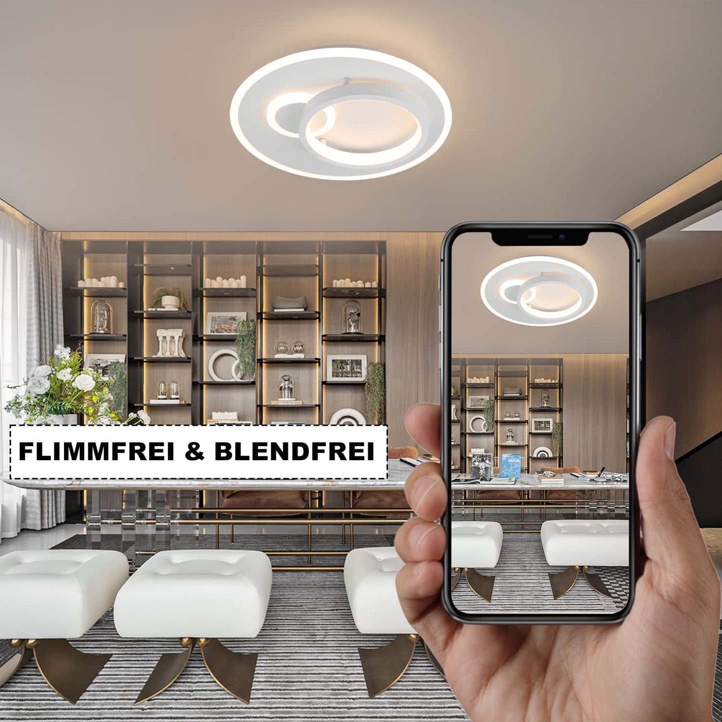 ZMH Deckenlampe Led Deckenleuchte Wohnzimmer - Dimmbar mit Fernbedienung Schlafzimmerlampe Modern Design Wohnzimmerlampe f¨¹r Schlafzimmer K¨¹che Arbeitszimmer B¨¹ro Jugendzimmer