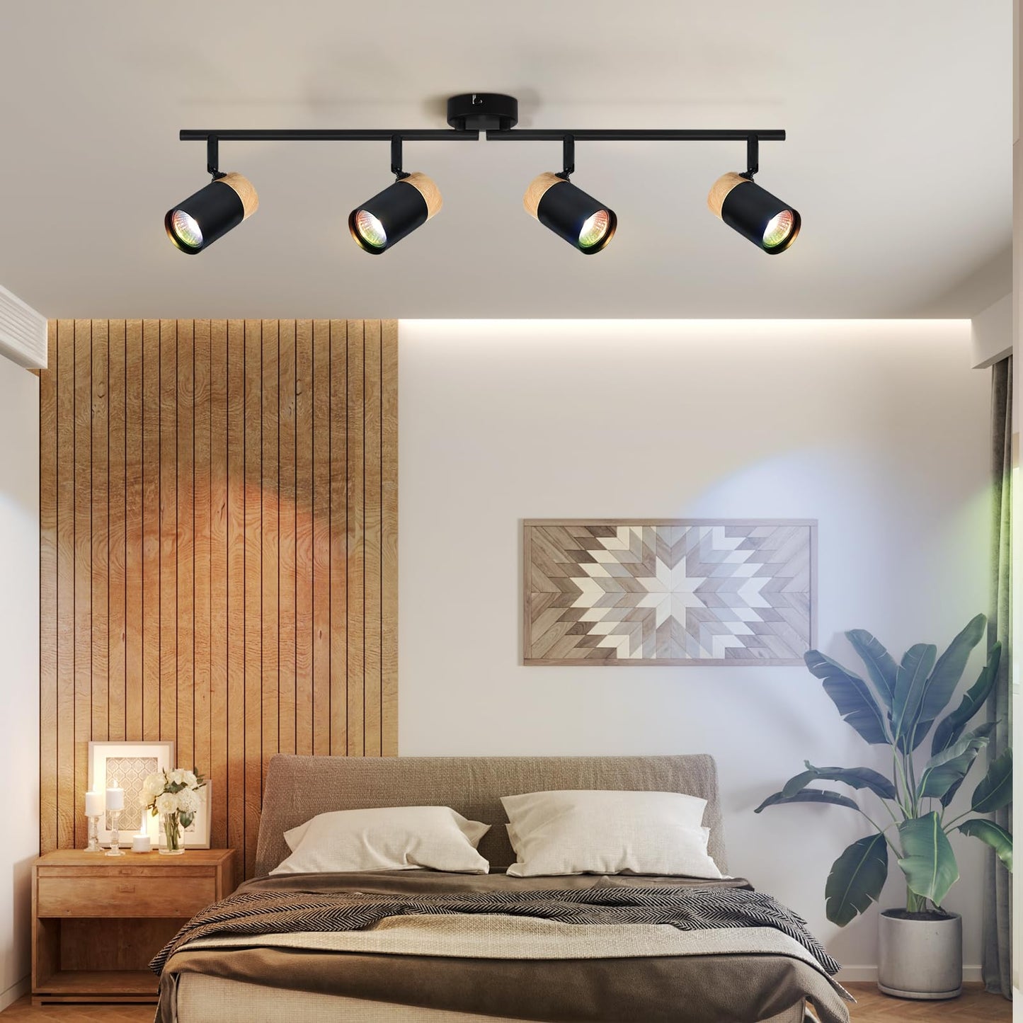ZMH chte- Deckenlampe 4 Flammig GU10 LED Schwenkbar 330¡ã Spotleuchte f¨¹r Wohnzimmer Schlafzimmer K¨¹che kinderzimmer Ohne Leuchtmittel