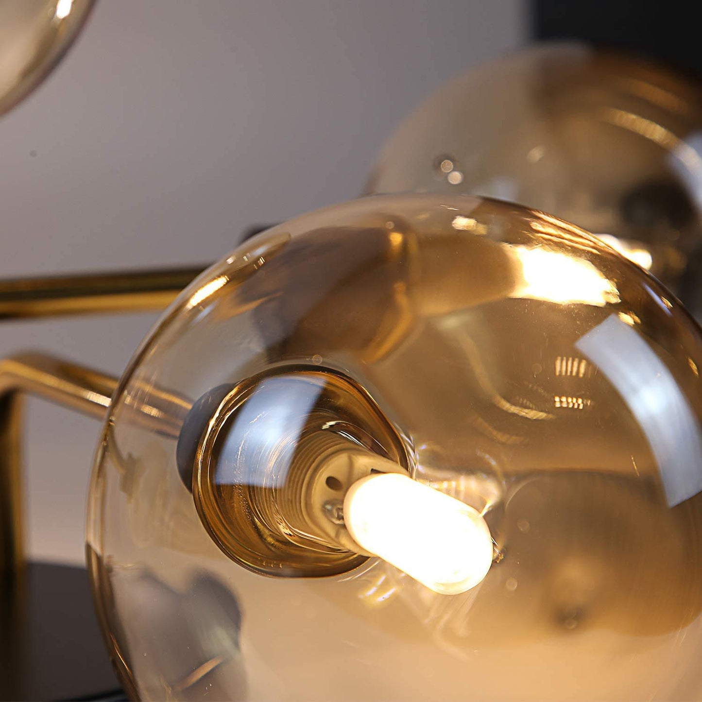ZMH Kronleuchter Glaskugel Deckenlampe Wohnizimmer - Deckenleuchte Schlafzimmer Vintage Wohnzimmerlampe G9 Retro Schalfzimmerlampe Esszimmer 5 Flammig f¨¹r Arbeitszimmer B¨¹ro K¨¹che (ohne Leuchtmittel)