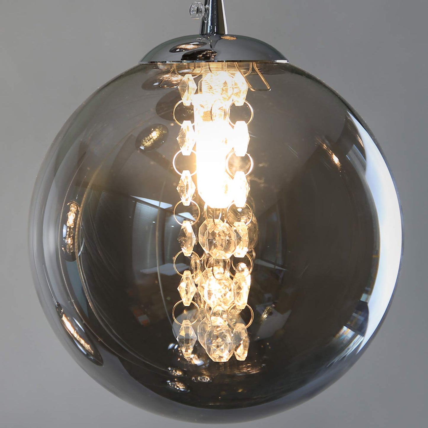 ZMH Pendelleuchte esstisch Pendellampe H?henverstellbar Kronleuchter H?ngeleuchte 6-Flammig aus Glas in Farbe Grau K¨¹chen Wohnzimmerlampe Schlafzimmerlampe Flurlampe