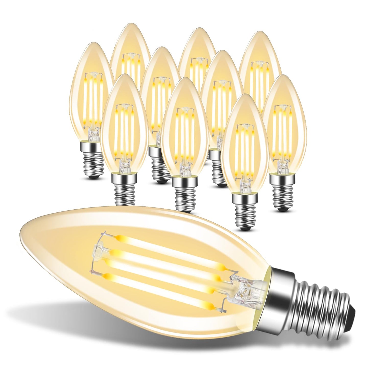 ZMH 10er pack LED E14 Gl¨¹hbirne Leuchtmittel: Warmwei? Lampe kerze 4W 2700K Filament Birne Retro Edison C35 Gl¨¹hlampe Vintage Light Bulb Glas Energiesparlampe - Nicht Dimmbar