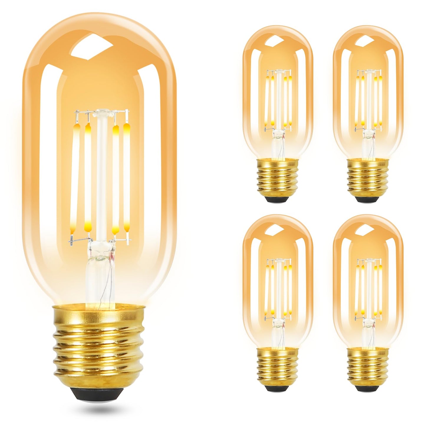 ZMH 4er pack E27 LED Warmweiss Vintage Gl¨¹hbirnen - T45 LED Leuchtmittel Lampe E27 Birnen Edison 4W 2700K Energiesparlampe Light Bulbs Gl¨¹hlampen Filament Retro Glas 360¡ã Abstrahlwinkel
