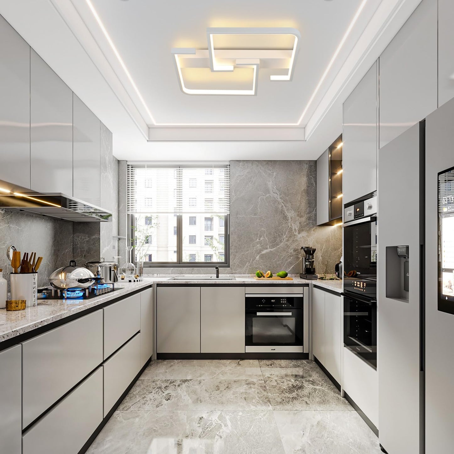 ZMH Deckenlampe LED Deckenleuchte Modern Klein Flurlampe 19W 30CM K¨¹chenlampe Wei?e Schlafzimmerlampe Warmwei? 3000K Geometrie Design f¨¹r Innen Flur Schlafzimmer K¨¹che Wohnzimmer Studio