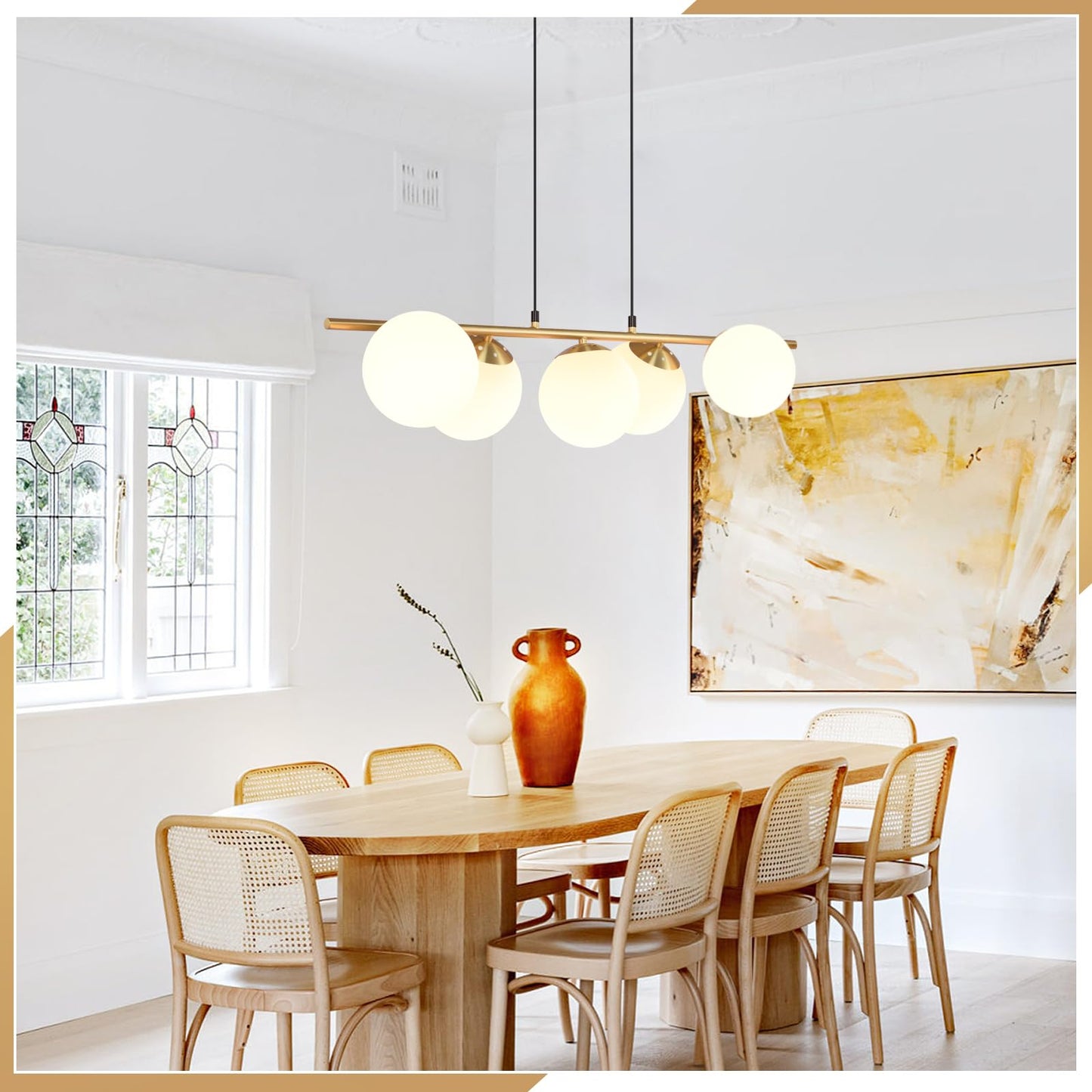 ZMH Pendelleuchte Esstisch H?ngeleuchte Modern - E27 Glas H?ngelampe Gold Esszimmerlampe 150CM H?henverstellbar Vintage Esstischlampe f¨¹r Esszimmer Wohnzimmer Bartheke I ohne Leuchtmittel