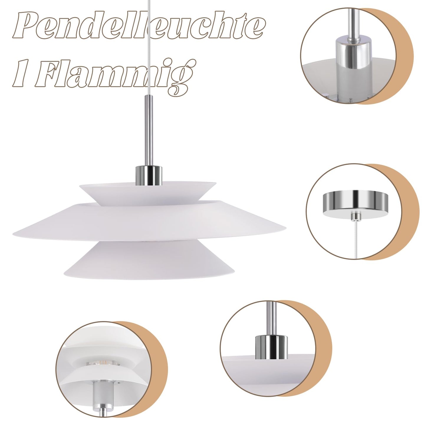 ZMH Pendelleuchte Esstisch H?ngelampe Wohnzimmer - Esstischlampe Metall E14 Esszimmerlampe H?ngend Modern Pendellampe 1 Flammig H?henverstellbar f¨¹r Esszimmer K¨¹che Schlafzimmer(ohne Leuchtmittel)