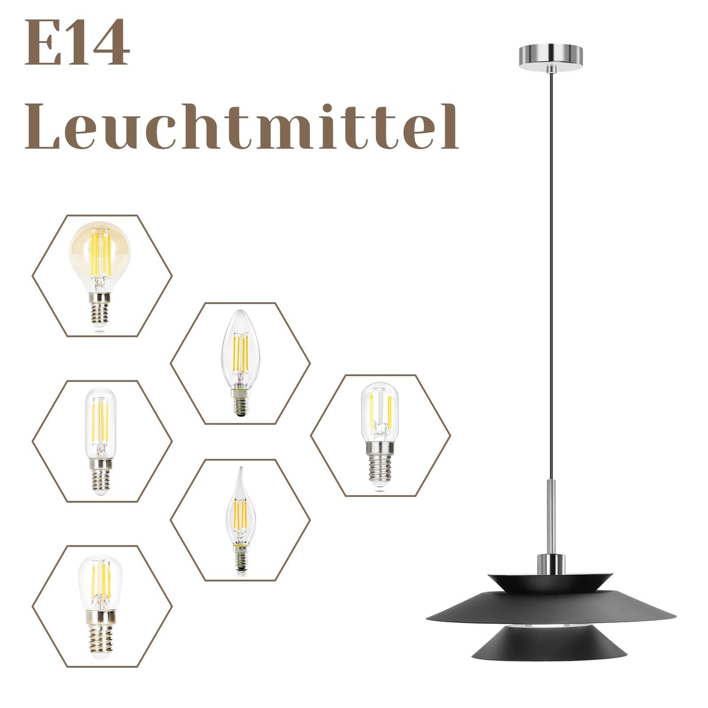 ZMH H?ngelampe Esstisch Pendelleuchte Schwarz - H?ngeleuchte Esszimmer Modern Esszimmerlampe Wohnzimmer E14 Esstischlampe Schlafzimmer 1 Flammig Pendellampe f¨¹r K¨¹che Hotel Flur(ohne Leuchtmittel)