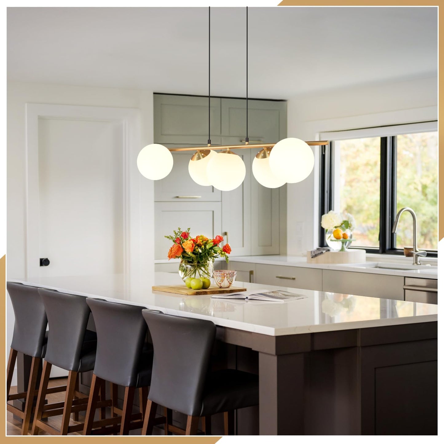 ZMH Pendelleuchte Esstisch H?ngeleuchte Modern - E27 Glas H?ngelampe Gold Esszimmerlampe 150CM H?henverstellbar Vintage Esstischlampe f¨¹r Esszimmer Wohnzimmer Bartheke I ohne Leuchtmittel