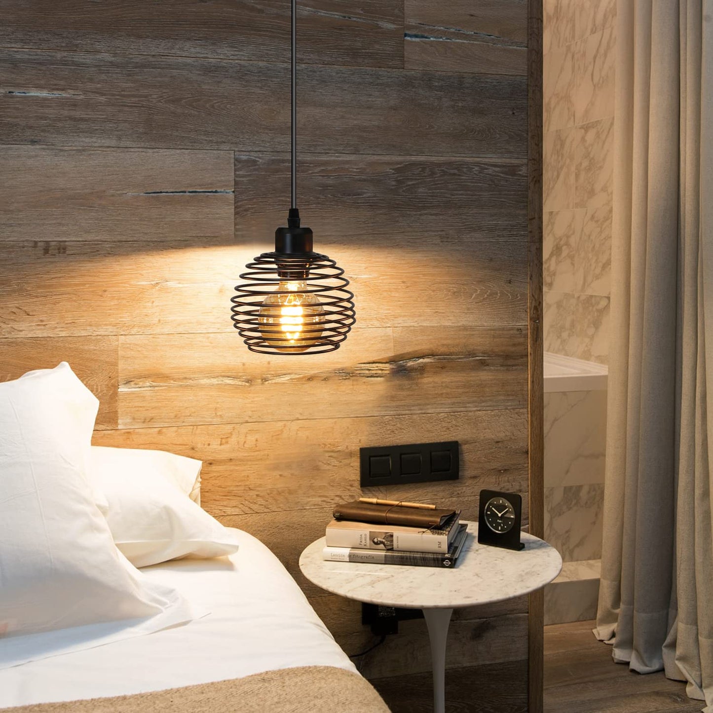 ZMH Pendelleuchte Vintage H?ngelampe Industrial - Schwarz 1.5M Pendellampe Esstisch mit Schalter Stecker E27 Retro Lampenfassung 1fla. Max.60W H?ngeleuchte f¨¹r Schlafzimmer Wohnzimmer K¨¹che Restaurant