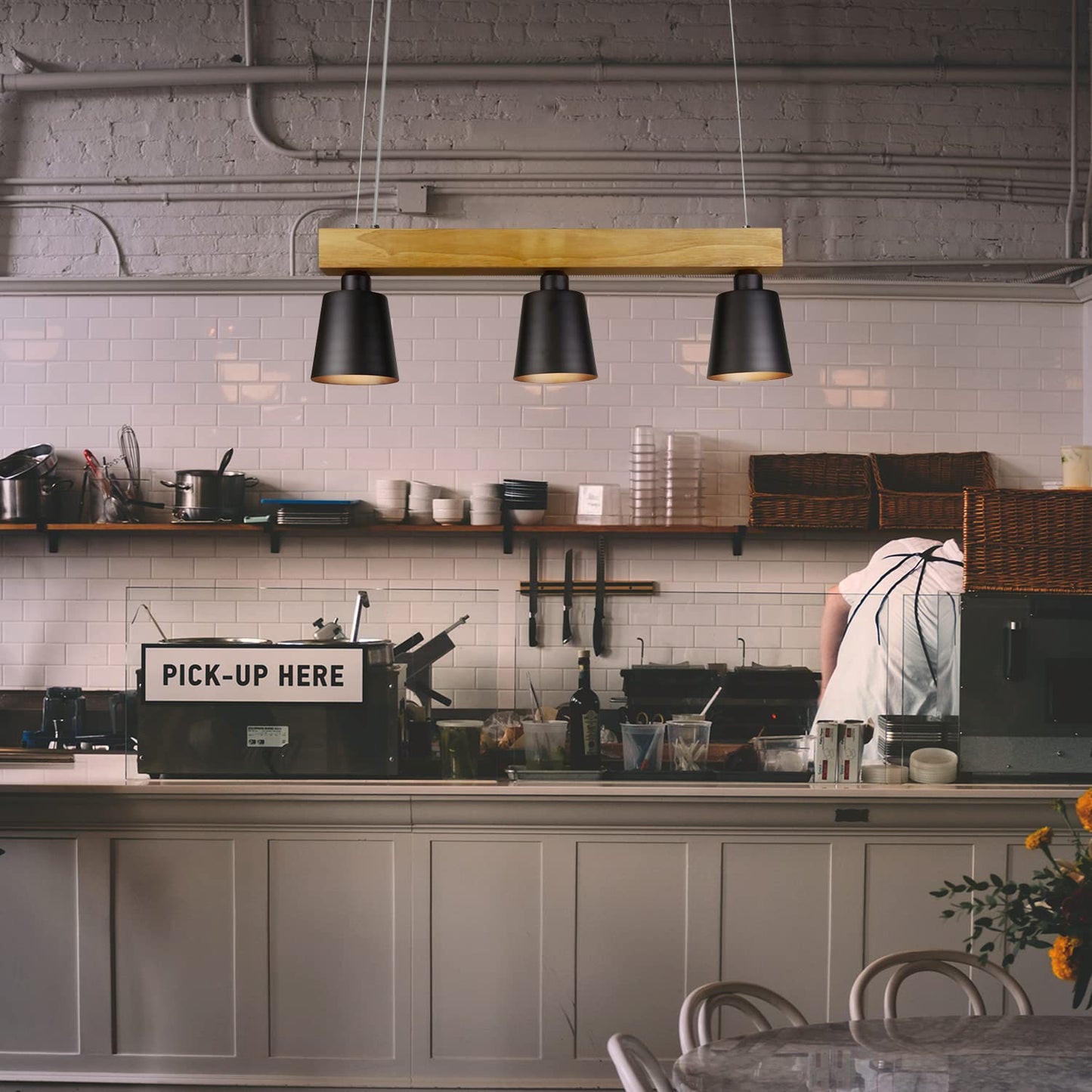 ZMH Pendelleuchte Esstisch Holz H?ngelampe 3 Flammig Warmwei? Vintage H?henverstellbar Esstischlampe H?ngend f¨¹r Esszimmer Wohnzimmer B¨¹ro Schlafzimmer K¨¹che boho - Schwarz - E27 MAX.25W 70x14x23CM