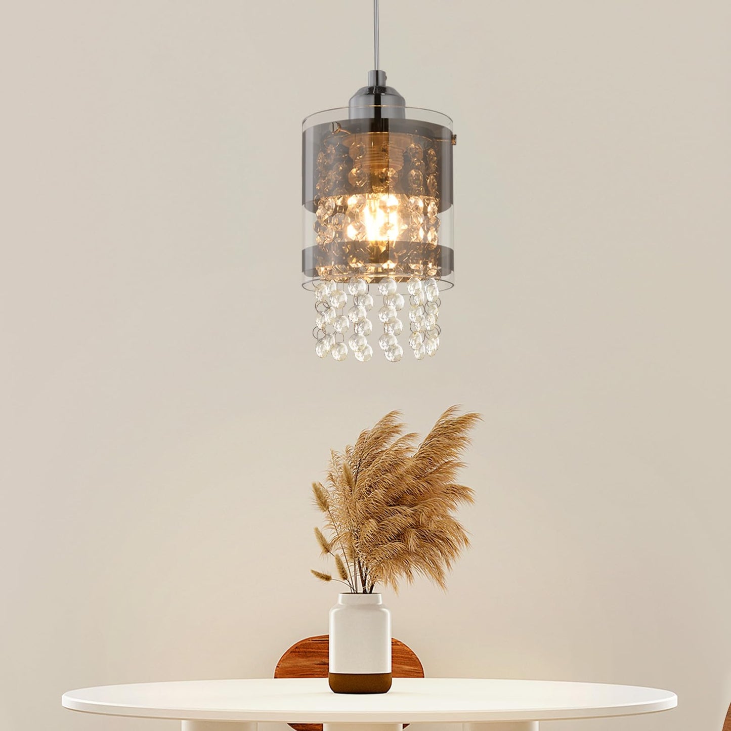 ZMH Pendelleuchte Modern Esstisch H?ngelampe: 1 Flammig E27 Glas H?ngeleuchte 150CM Max H?henverstellbar Design Kristall Pendellampe f¨¹r Wohnzimmer Schlafzimmer K¨¹che Esszimmer Ohne Leuchtmittel
