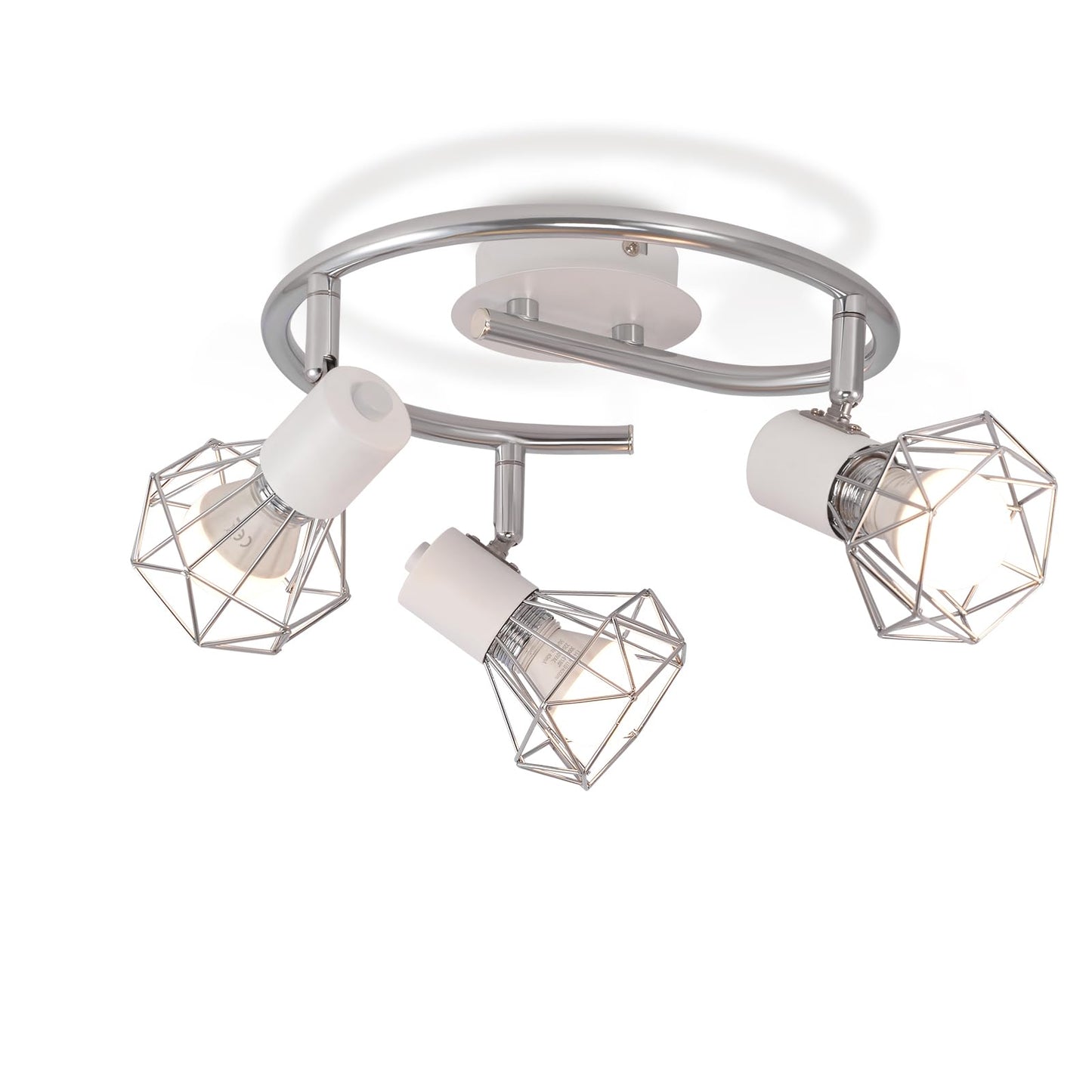 ZMH Deckenstrahler 3 Flammig Rund - Deckenleuchte Deckenlampe Industrial Retro E14 Schwenkbar Wei? Metall Innen f¨¹r Wohnzimmer Schlafzimmer Arbeitszimmer Flur K¨¹che, Keine Leuchtmittel