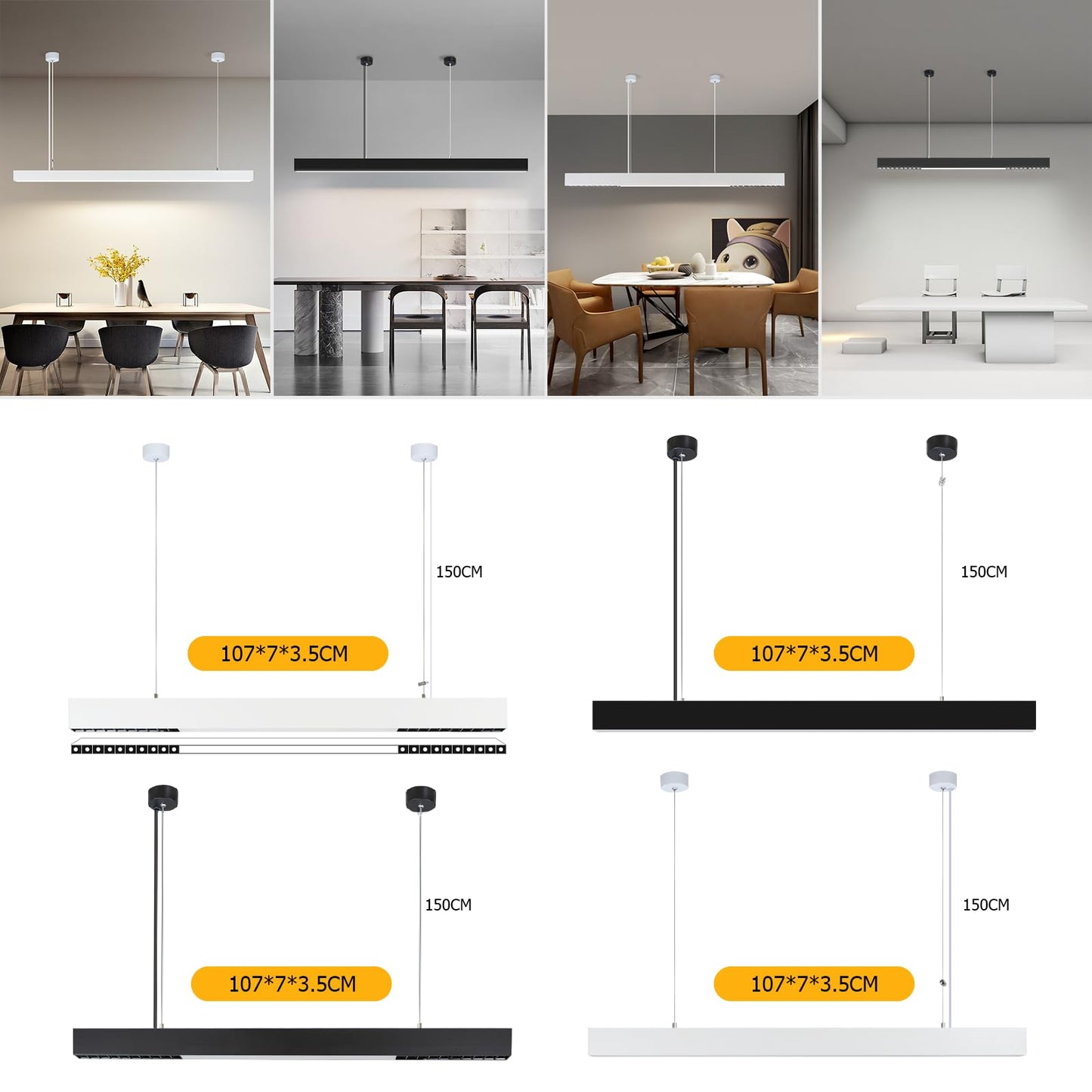 ZMH LED Pendelleuchte Esstisch H?ngelampe Dimmbar - 32W Modern Esstischlampe H?ngend 107CM H?henverstellbar mit Fernbedienung H?ngeleuchte Lang Linear Design f¨¹r Esszimmer B¨¹ro Wohnzimmer