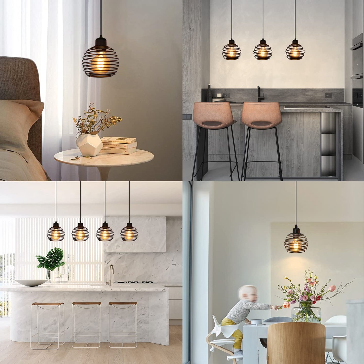 ZMH Pendelleuchte Vintage H?ngelampe Industrial - Schwarz 1.5M Pendellampe Esstisch mit Schalter Stecker E27 Retro Lampenfassung 1fla. Max.60W H?ngeleuchte f¨¹r Schlafzimmer Wohnzimmer K¨¹che Restaurant