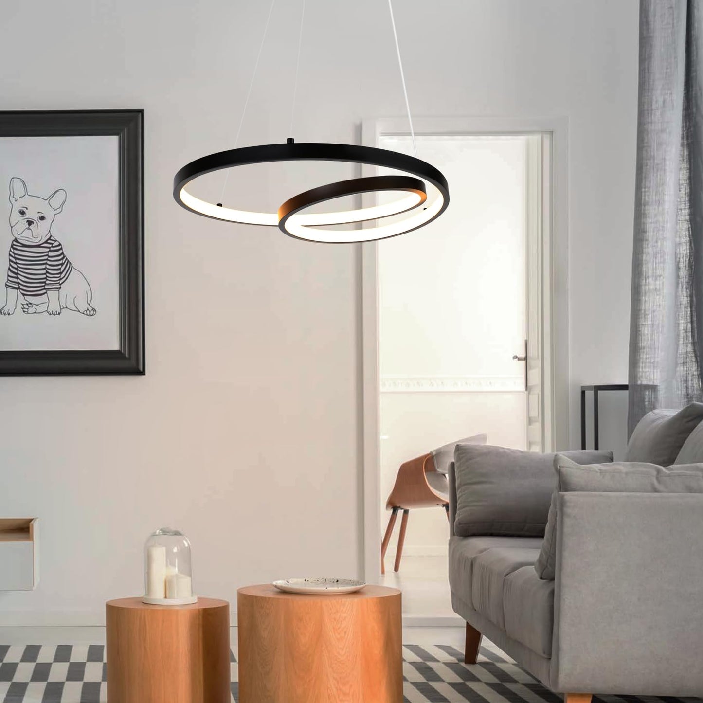 ZMH Pendelleuchte Esstisch H?ngelampe LED: 40CM Schwarz H?ngend Lampe Dimmbar H?ngeleuchte Design Esszimmerlampe Modern Esstischlampe mit Fernbedienung Pendellampe f¨¹r Wohnzimmer Schlafzimmer K¨¹che
