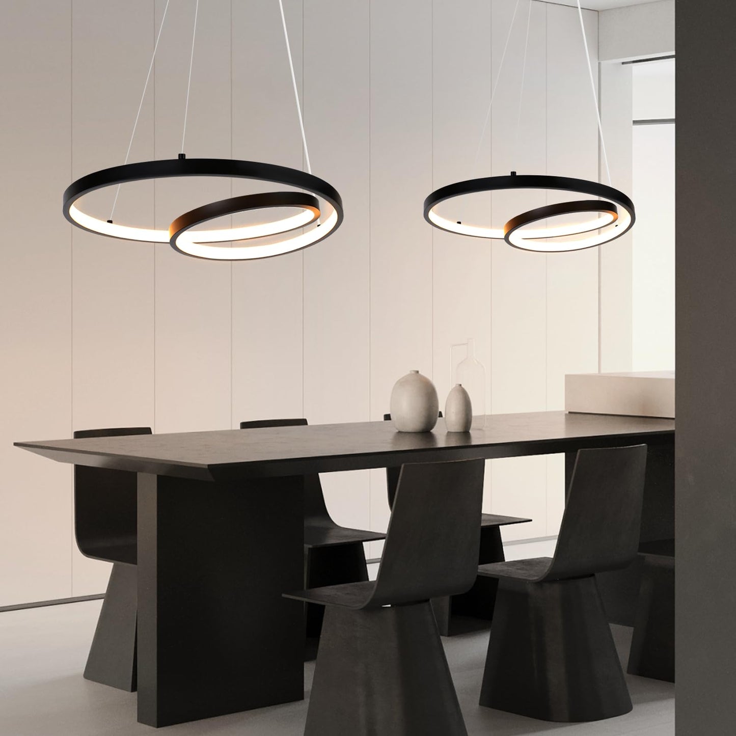 ZMH Pendelleuchte Esstisch H?ngelampe LED: 40CM Schwarz H?ngend Lampe Dimmbar H?ngeleuchte Design Esszimmerlampe Modern Esstischlampe mit Fernbedienung Pendellampe f¨¹r Wohnzimmer Schlafzimmer K¨¹che